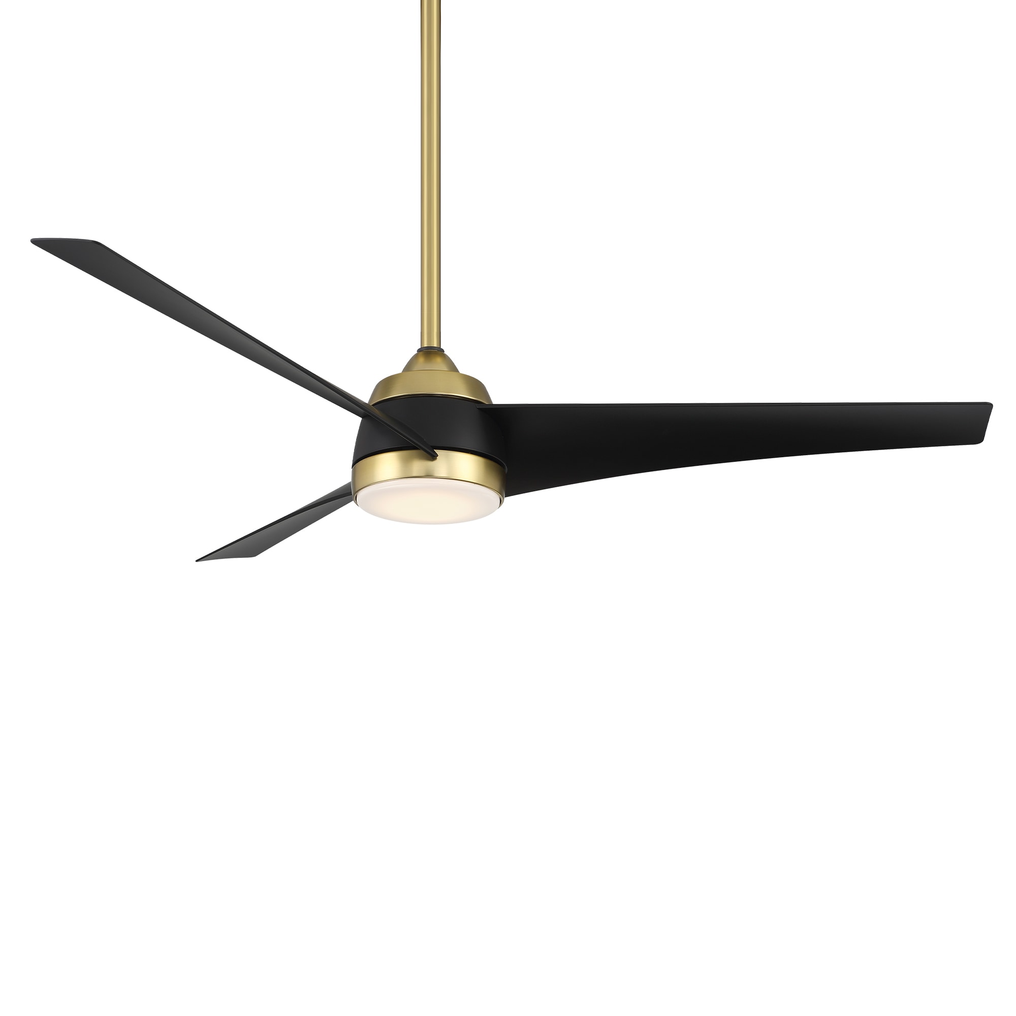 WAC Lighting F-070L-SB/MB Sonoma 56-in Integrated LED Outdoor Smart Soft Brass with Matte Black Blades Ceiling Fan With Light - Remote Included ( 3 -Blade )