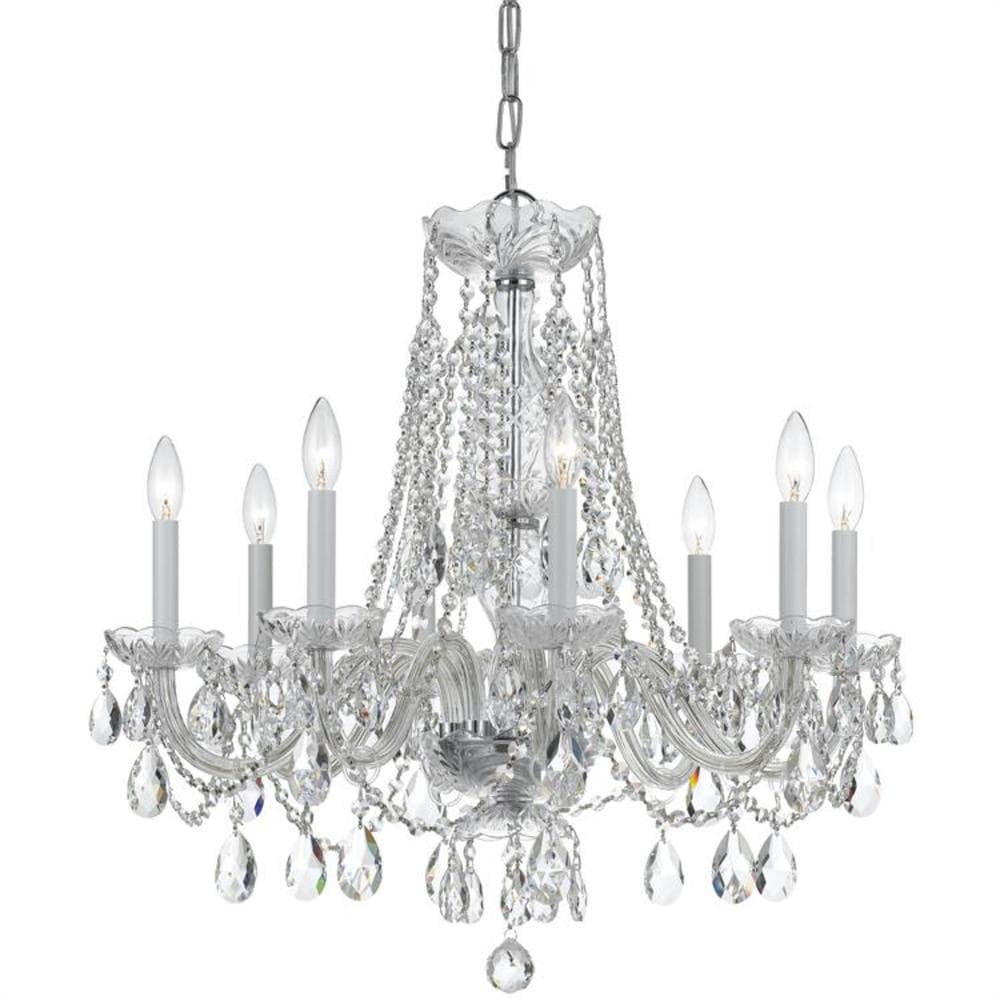 Crystorama 1138-CH-CL-SAQ Traditional Crystal 8 -Light Polished Chrome Traditional Crystal For Use in Bedrooms, Dining Rooms, Foyers, Kitchens, Living Rooms Chandelier