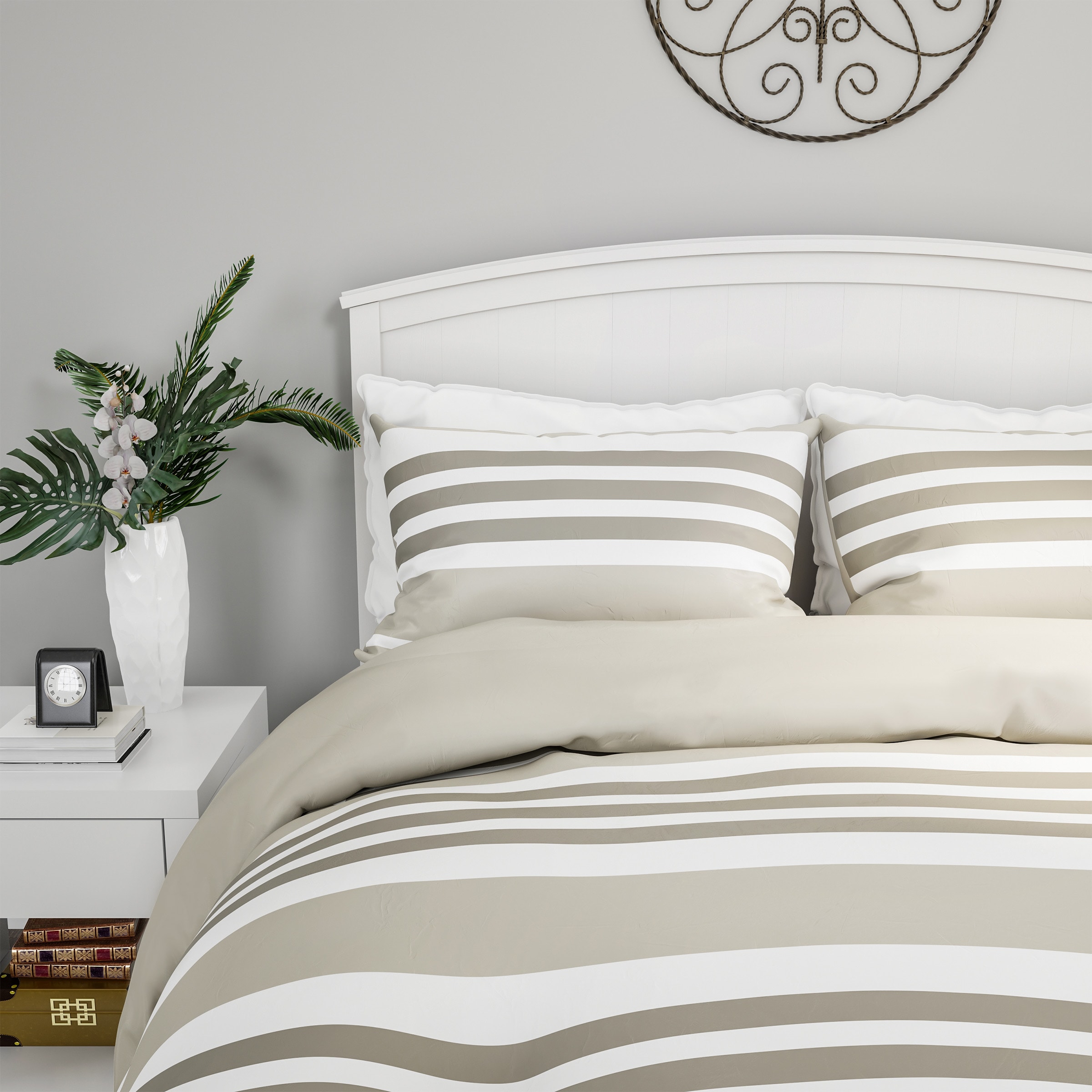 Hastings Home Comforters Tan Stripe Reversible Full/Queen Comforter in the  Comforters & Bedspreads department at