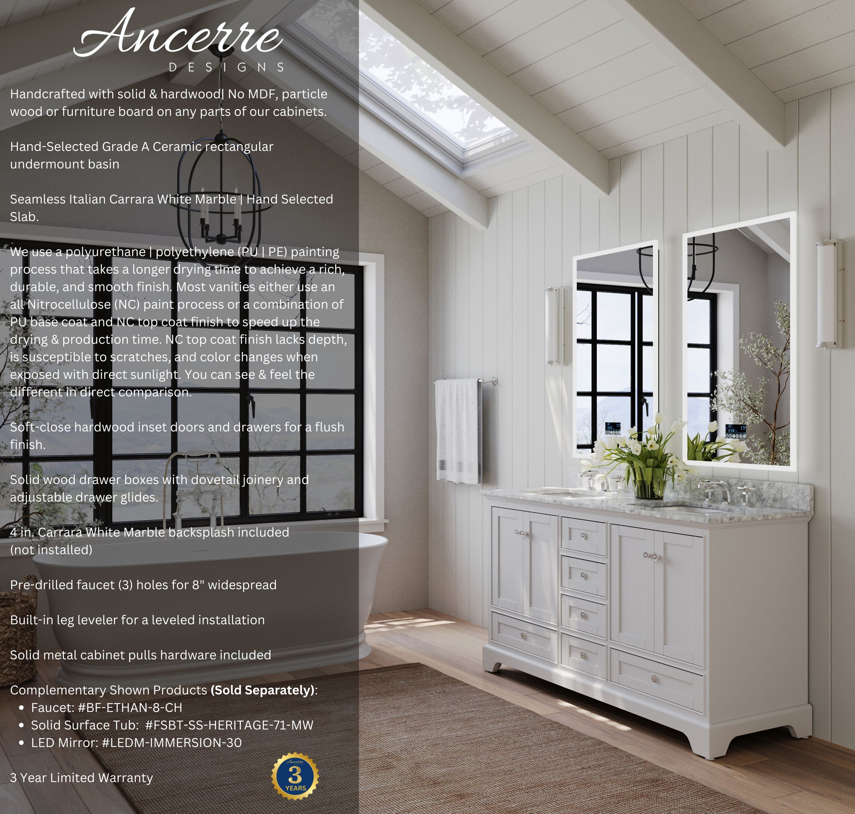 Ancerre Designs VTS-AUDREY-60-W-CW Bath-Vanity-Combo - View #2
