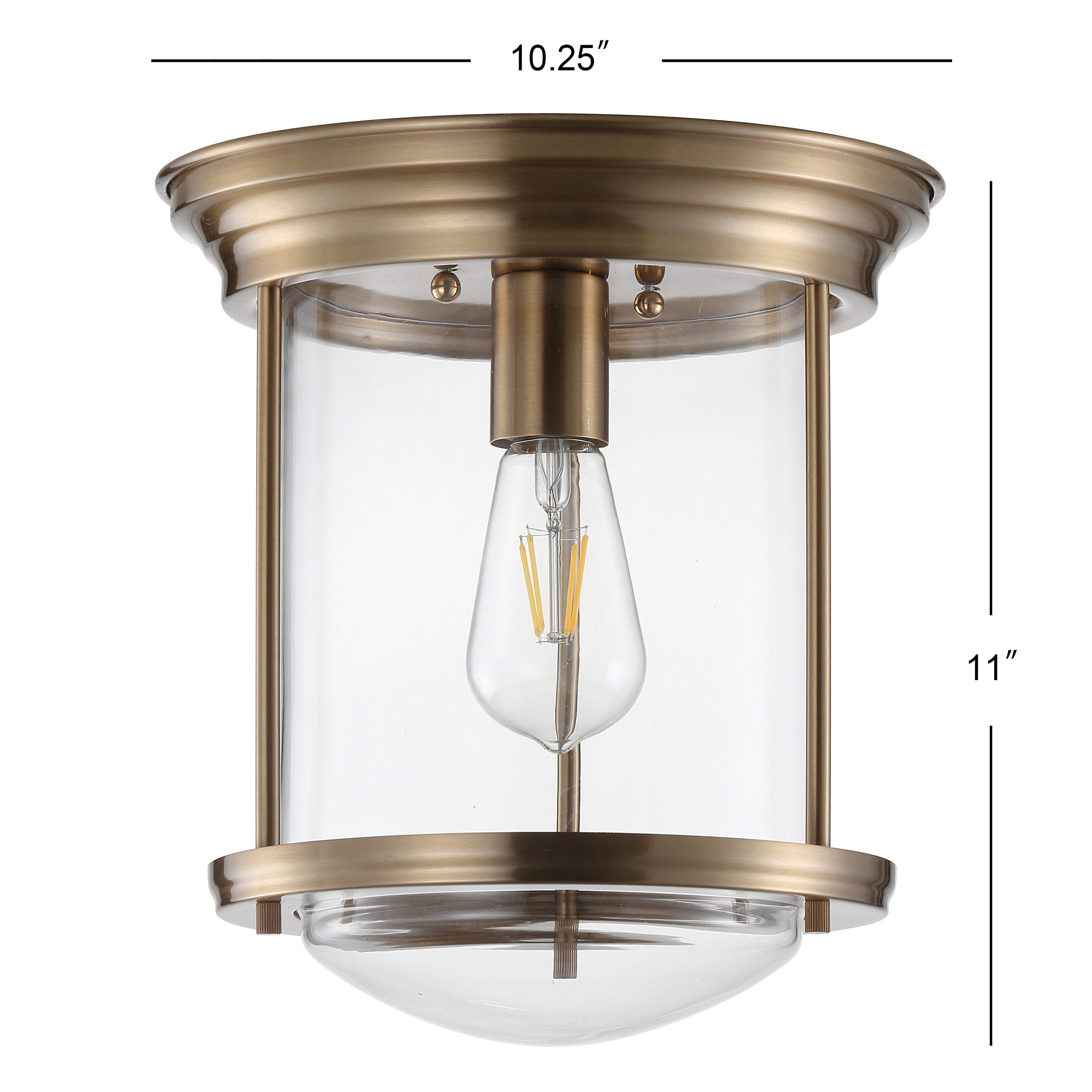 Savannah 10.25" Brass and Glass LED Flush Mount Light