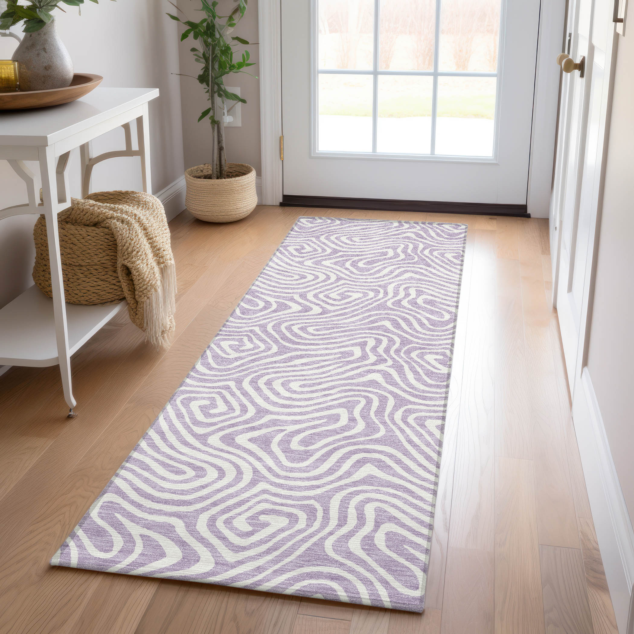 Addison Rugs ACN1030LV2X8 Chantille ACN1030LV 2 x 7 (ft) Polyester Lavender Rectangular Indoor/Outdoor Geometric Machine washable Runner rug