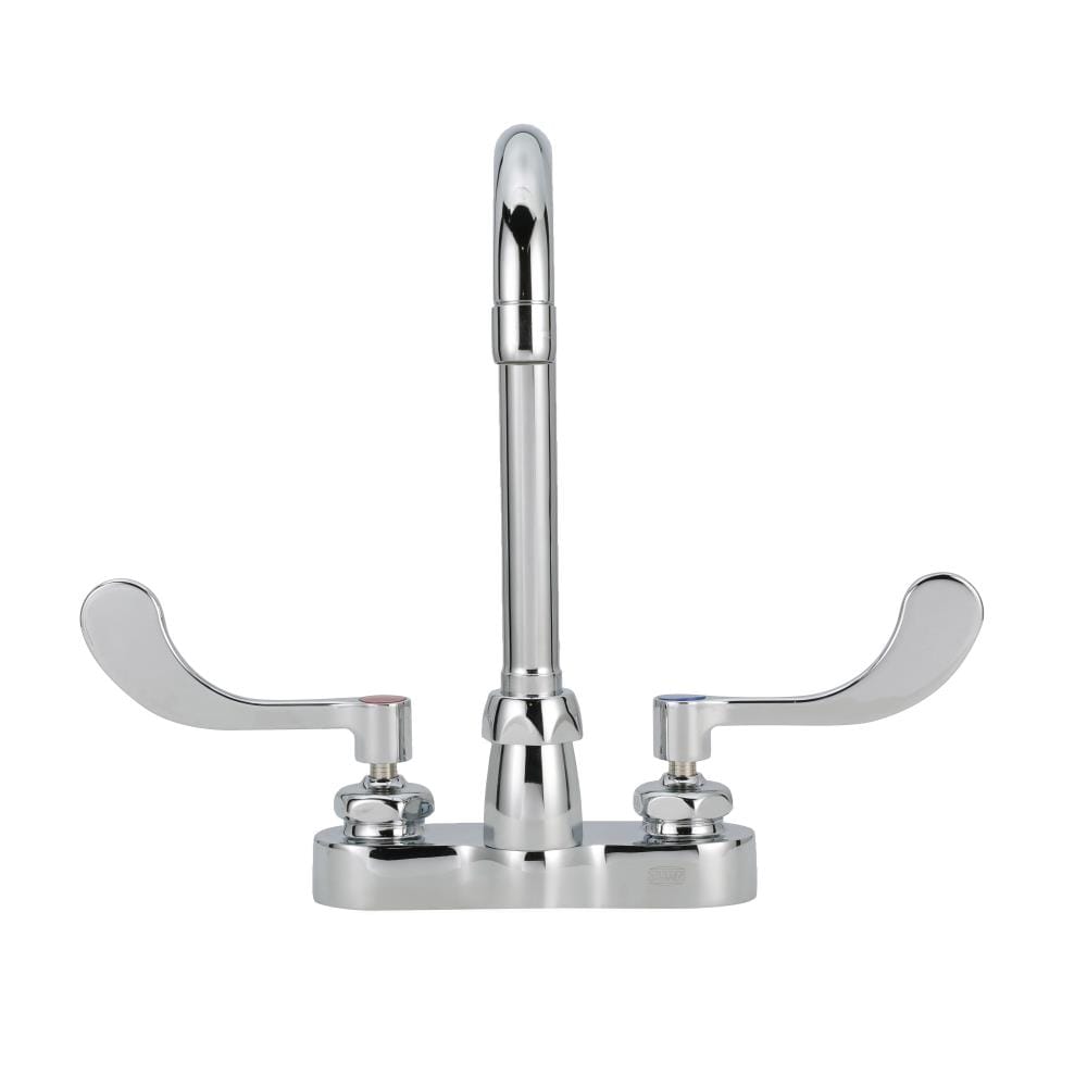 Zurn Z812A4-XL AquaSpec Chrome 4-in centerset 2-handle High-arc Commercial/Residential Handle Bathroom Sink Faucet with Deck Plate