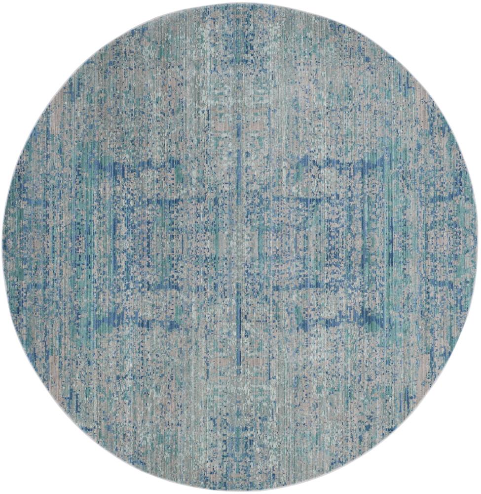 Safavieh MYS971D-7R Mystique Enix 7 x 7 (ft) Loomed Polyester Light Blue/Multi Round Indoor Distressed/Overdyed Oriental Area rug