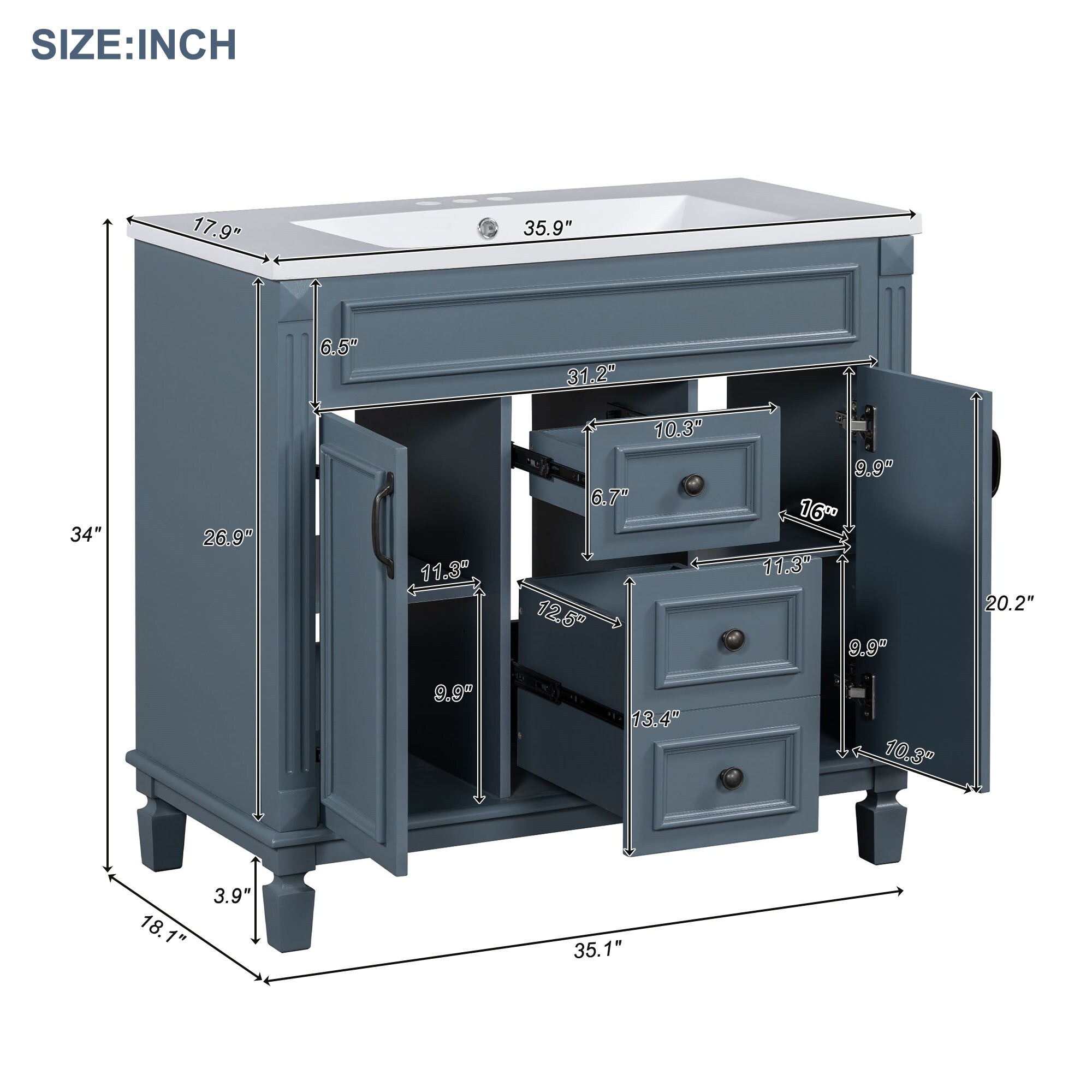 CASAINC CA-MR115AAC Bath-Vanity-Combo - View #3