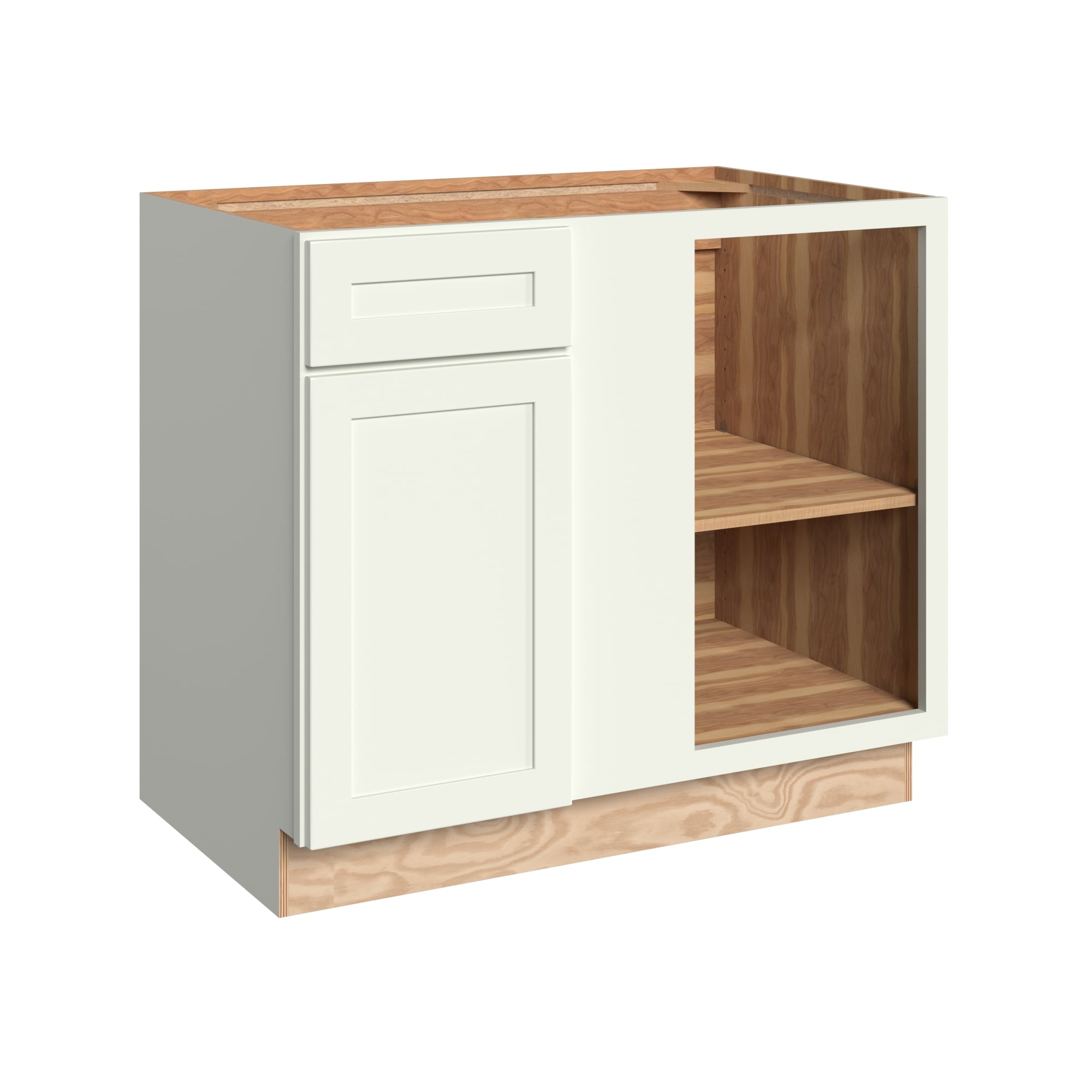 KraftMaid Momentum BBC42RG71 Deveron 42-in W x 34.5-in H x 24-in D Dove White Blind Corner base Fully assembled Plywood Cabinet (Recessed Panel Shaker)