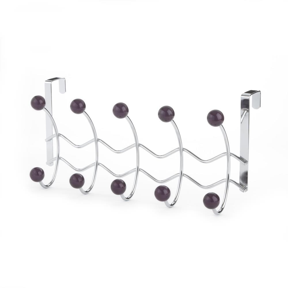 Elegant Home Fashions OTD-3824 Chrome and Plum 10-Hook Over The Door Towel Hook