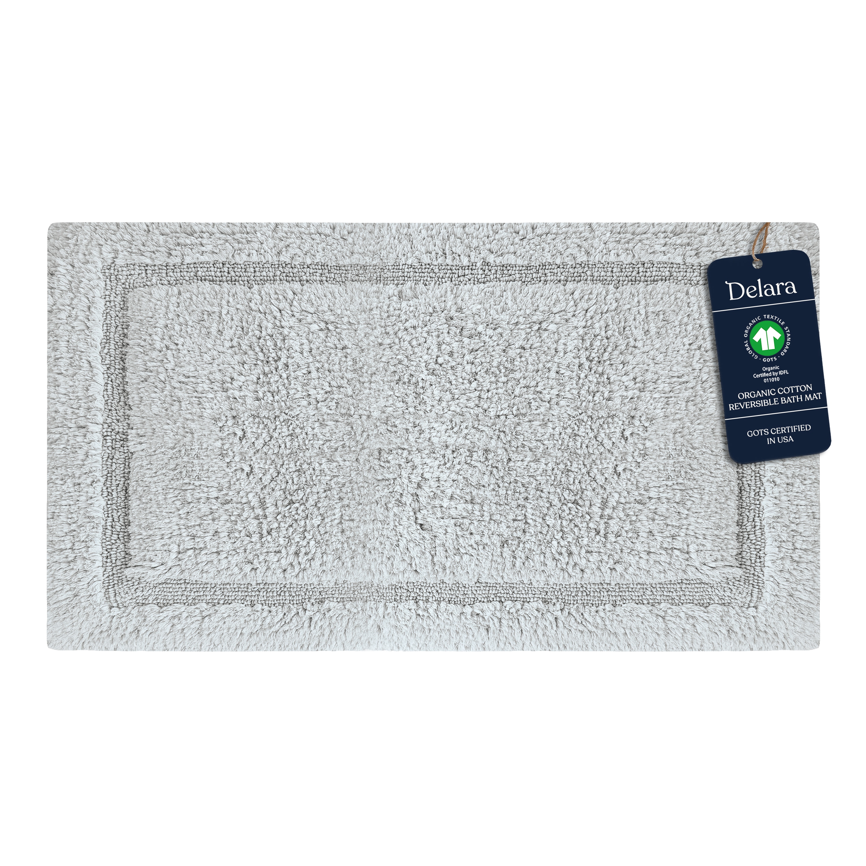 Delara  Organic Cotton Reversible Bath Mat GOTS Certified 3000 GSM Ultra Thick Soft and Quick Drying