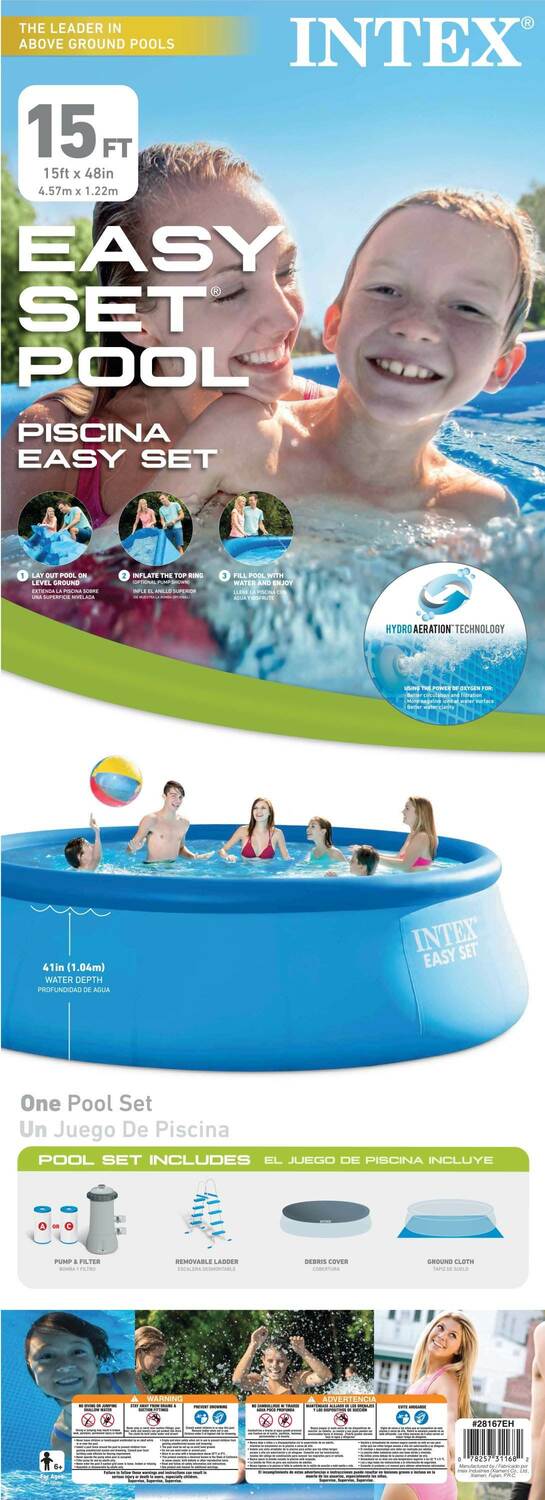 Intex 15-ft X 15-ft X 48-in Inflatable Top Ring Round Above-Ground Pool ...