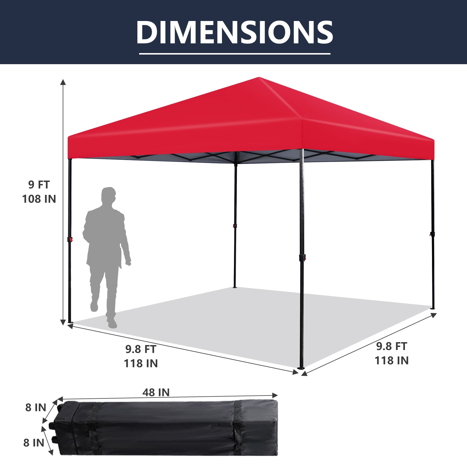 StarEcho 9.8-ft x 9.8-ft POP UP GAZEBOS Square Red Metal Polyester Roof ...