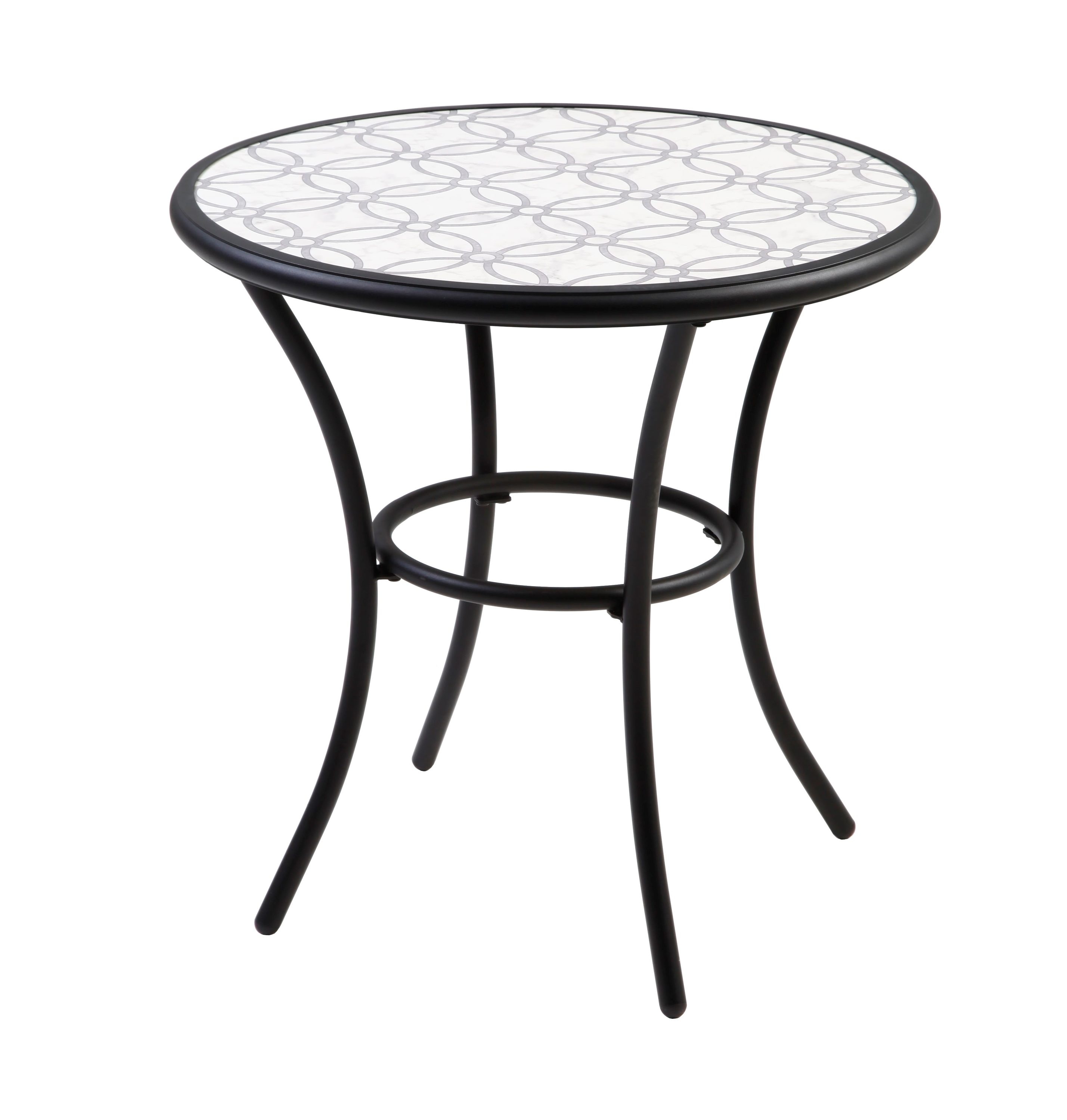 Outdoor table bistro table weatherproof Mosaic countertop and elegantly curved legs