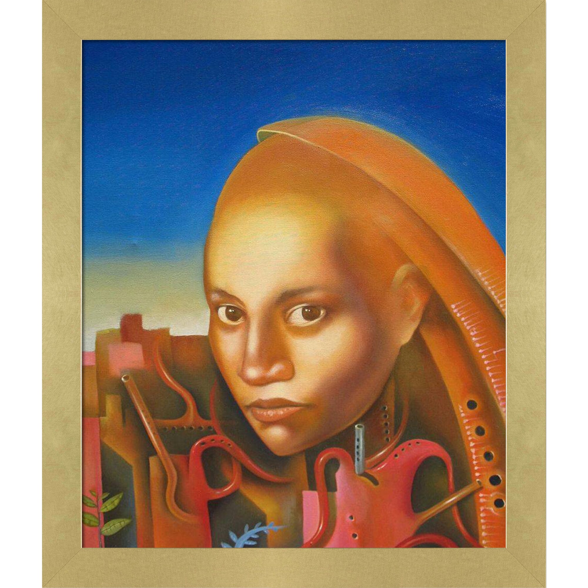 ArtistBe 688576883816 Garden of Desire Ruben Cukier Gold Wood Framed 24-Inches H x 28-Inches W Abstract Canvas Print