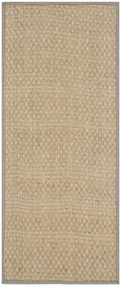 Safavieh NF114P-220 Natural Fiber Hampton 2 x 20 (ft) Loomed Seagrass Natural/Gray Rectangular Indoor Solid Coastal Runner rug