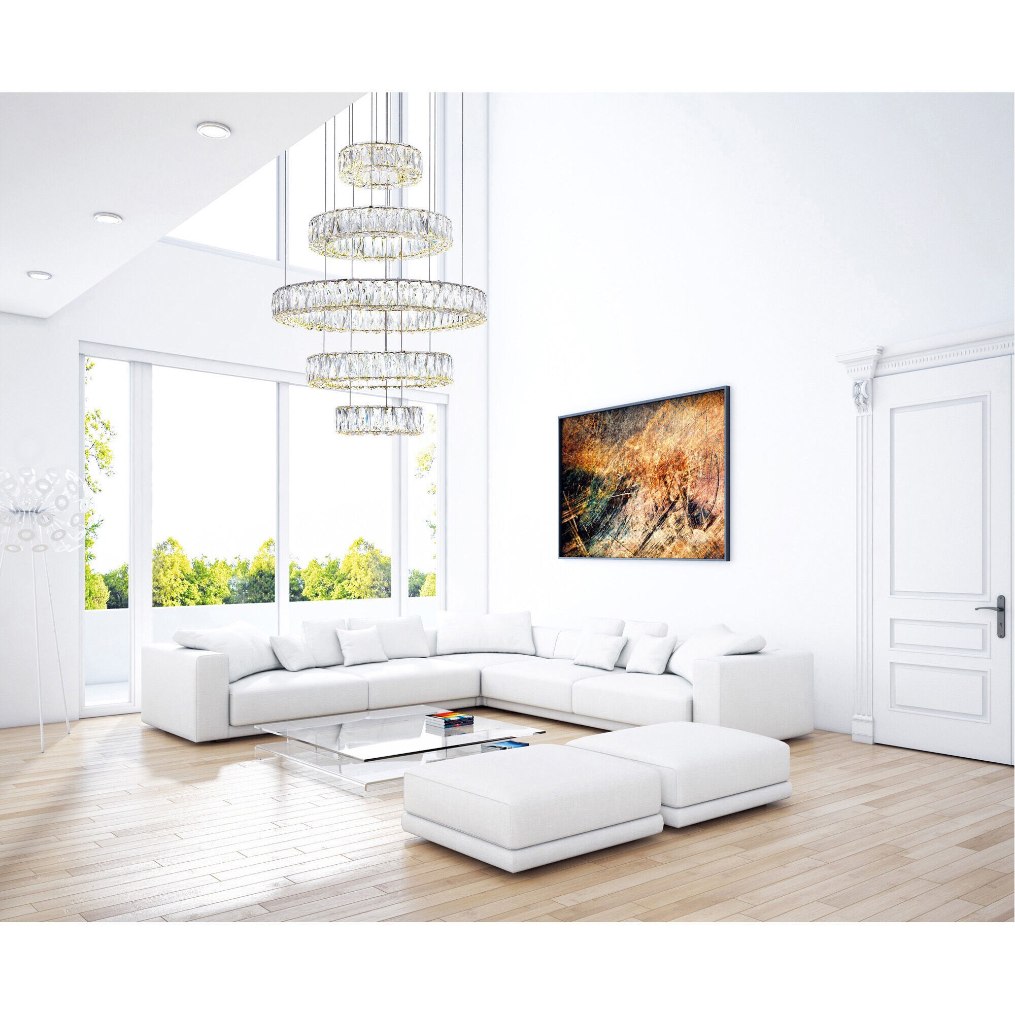 Madeline Chrome 24" LED Crystal Chandelier with Adjustable Height