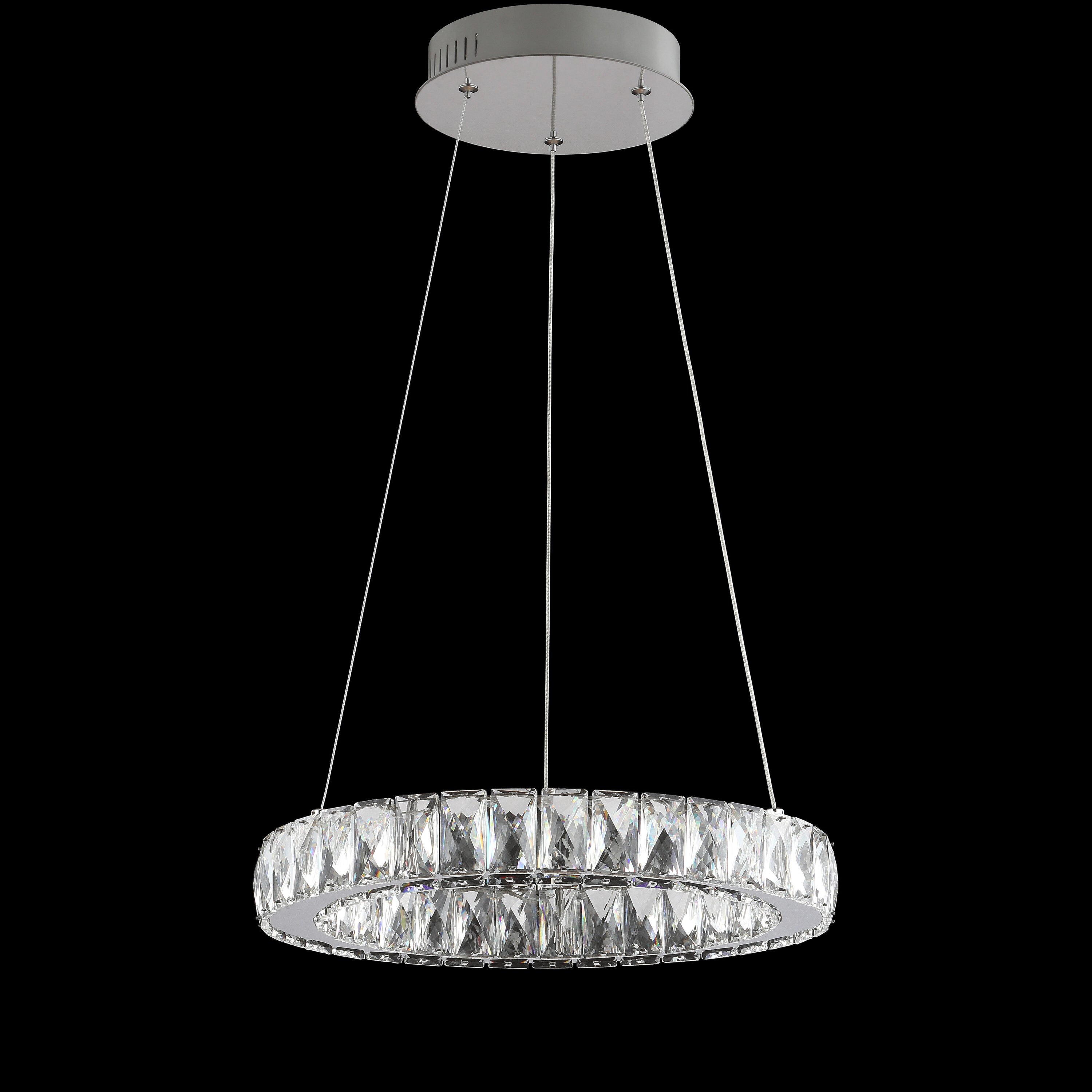Elegant Chrome Crystal Ring LED Chandelier 15.75" Flush Mount