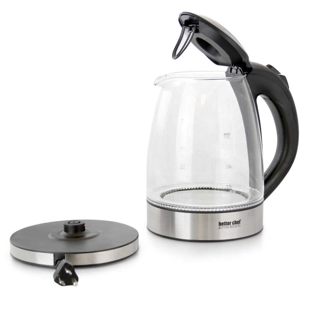 Better Chef 7-Cup Black and Clear Glass Cordless Electric Tea