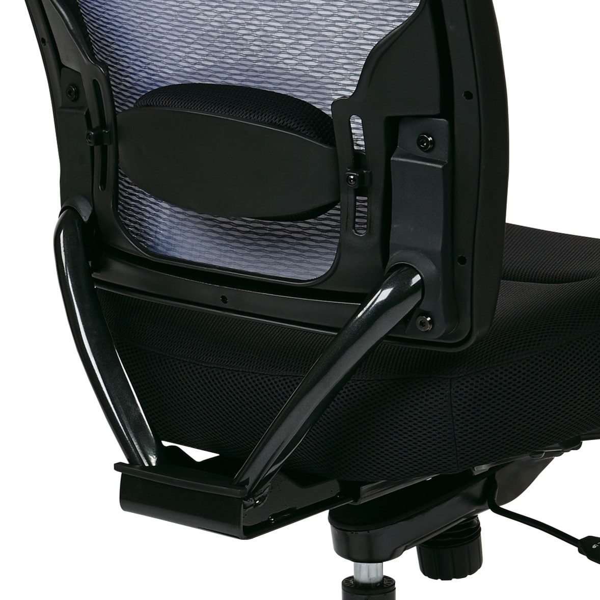 Black Mesh and Leather Executive Swivel Chair with Adjustable Arms