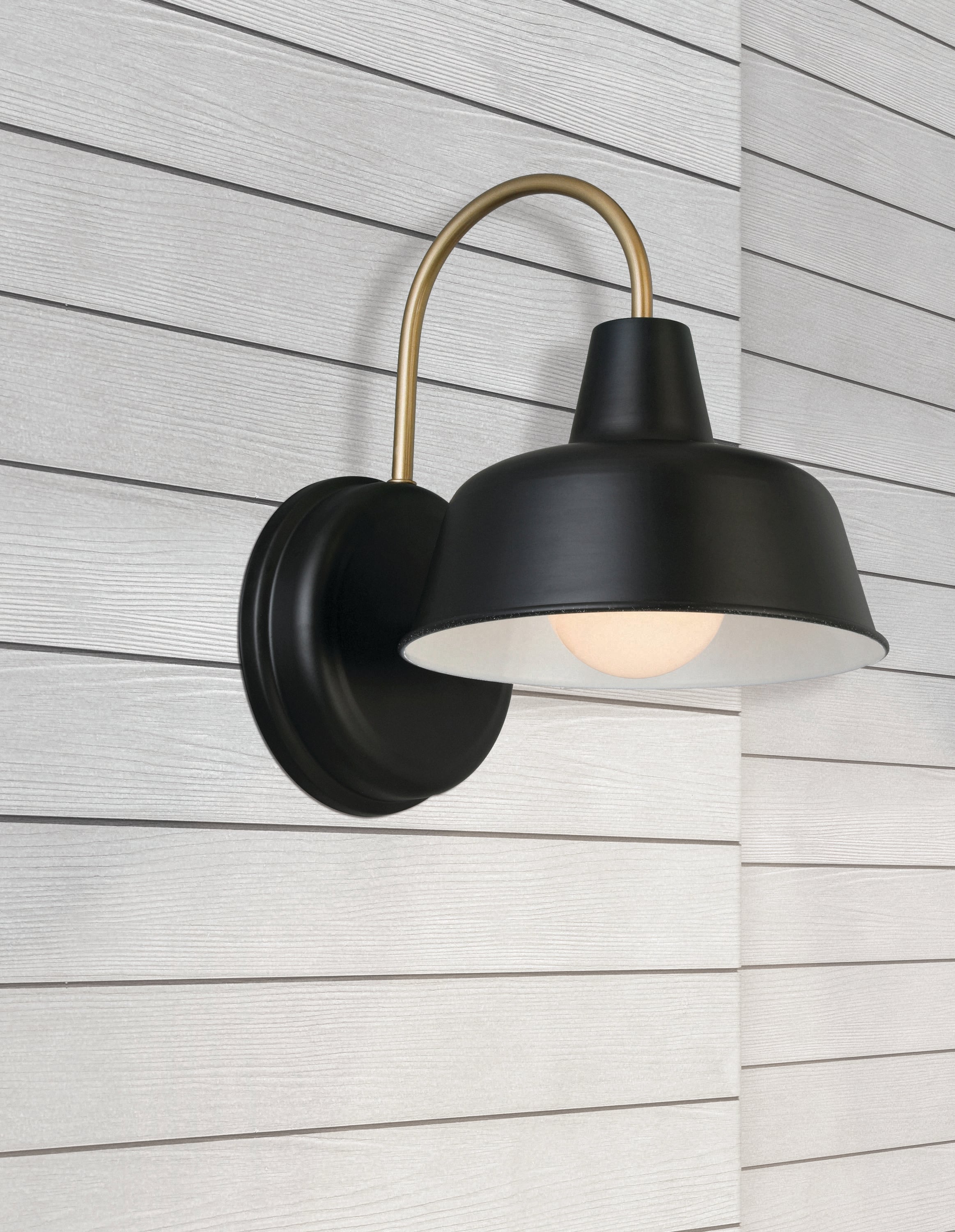 Matte Black and Gold 11" Industrial Wall Light
