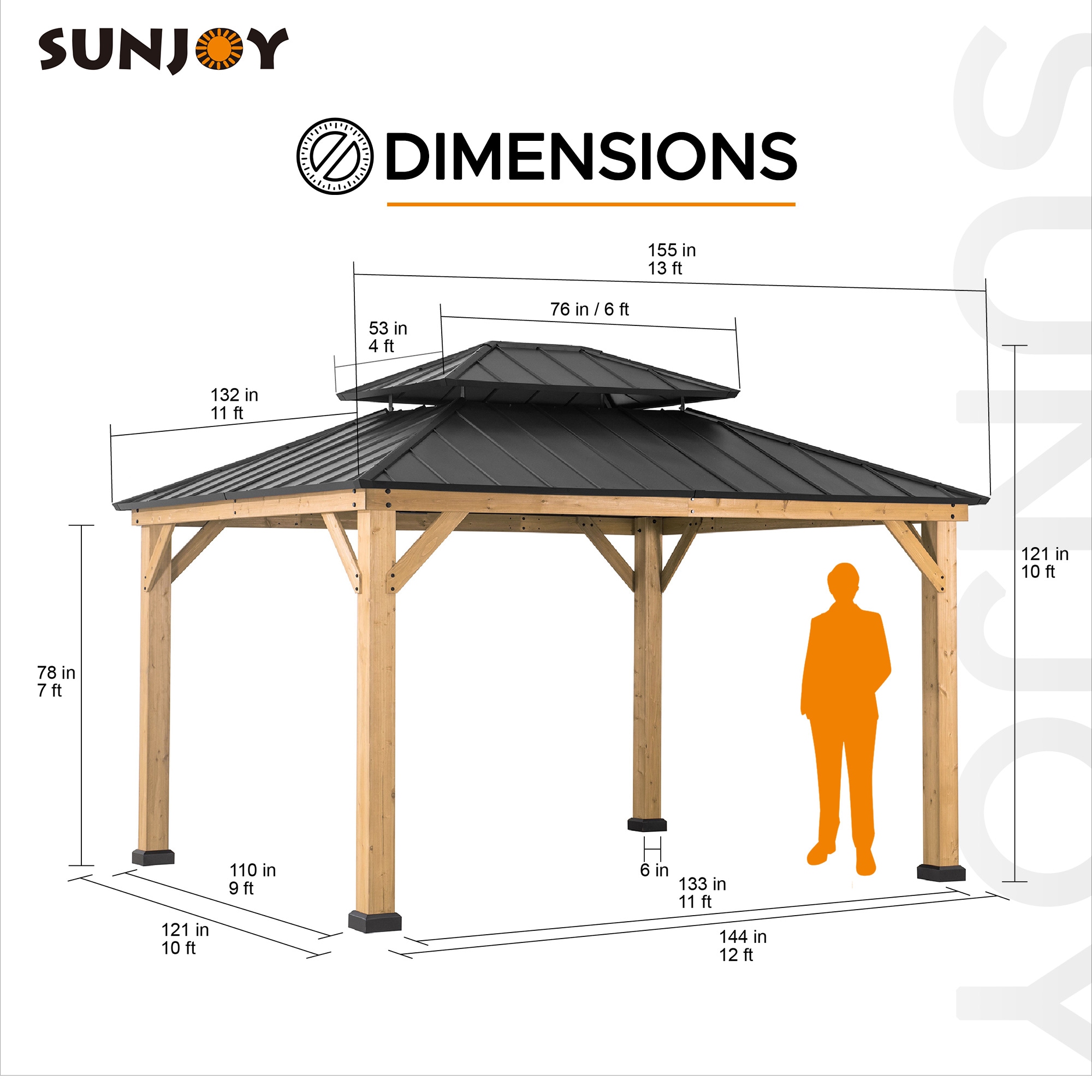 Sunjoy A102007500 Wood-Resin-Gazebos - View #3