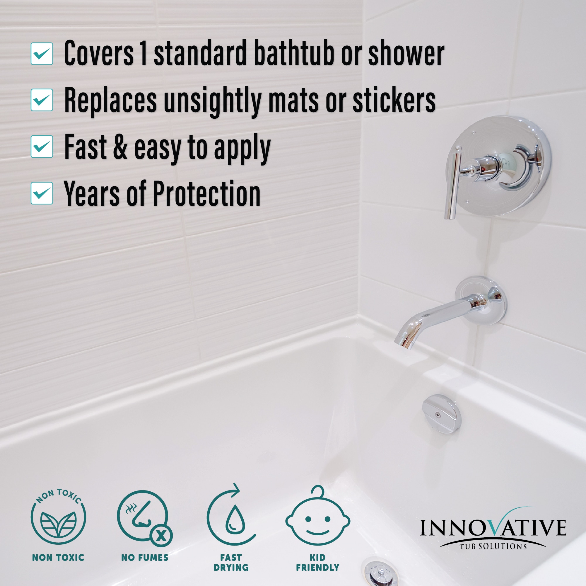 Shower Grip White Anti-Slip Paint Coating for Bathtubs & Showers