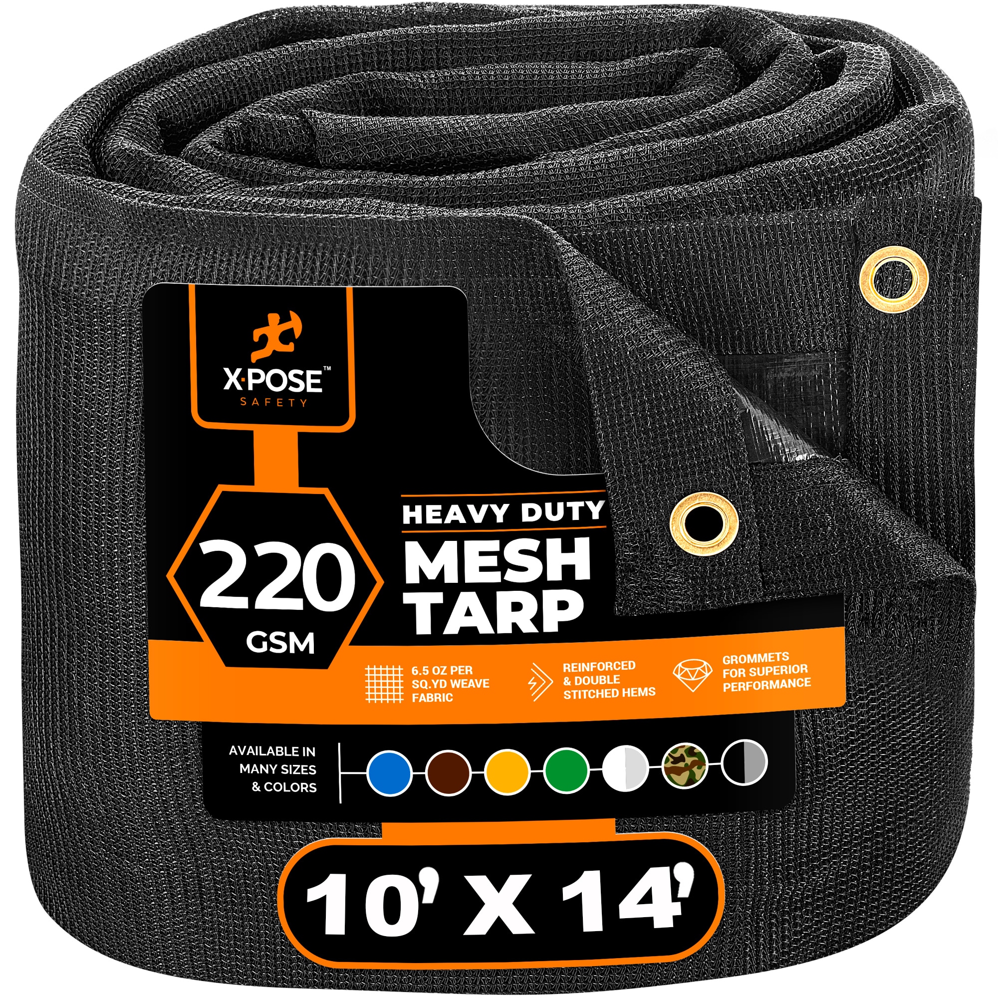 XPOSE SAFETY BMT-1014-E 10-ft x 14-ft Black Commercial Polyethylene mesh 14-mil Tarp