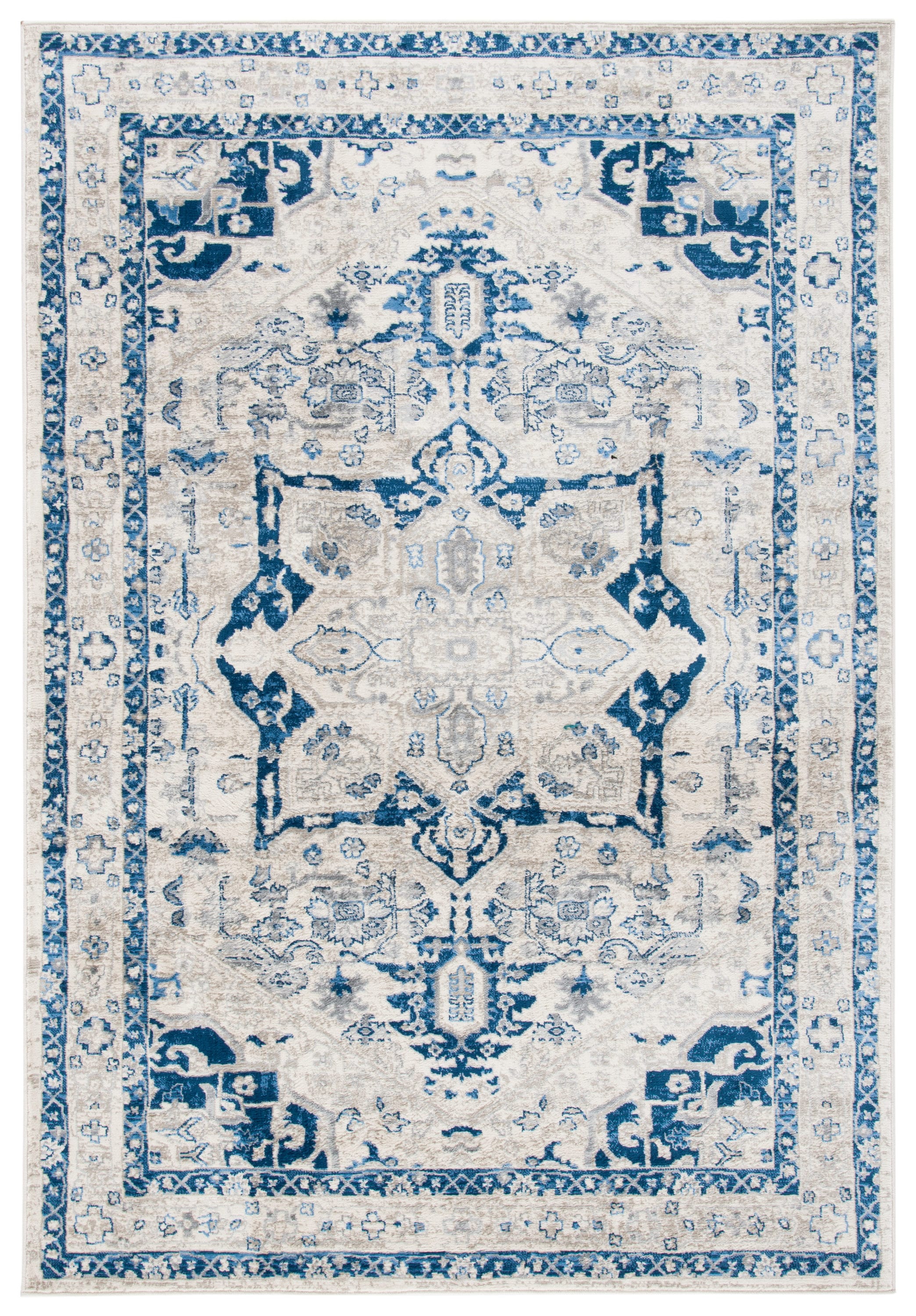 Brentwood Blue and Beige Hand-knotted Synthetic Area Rug