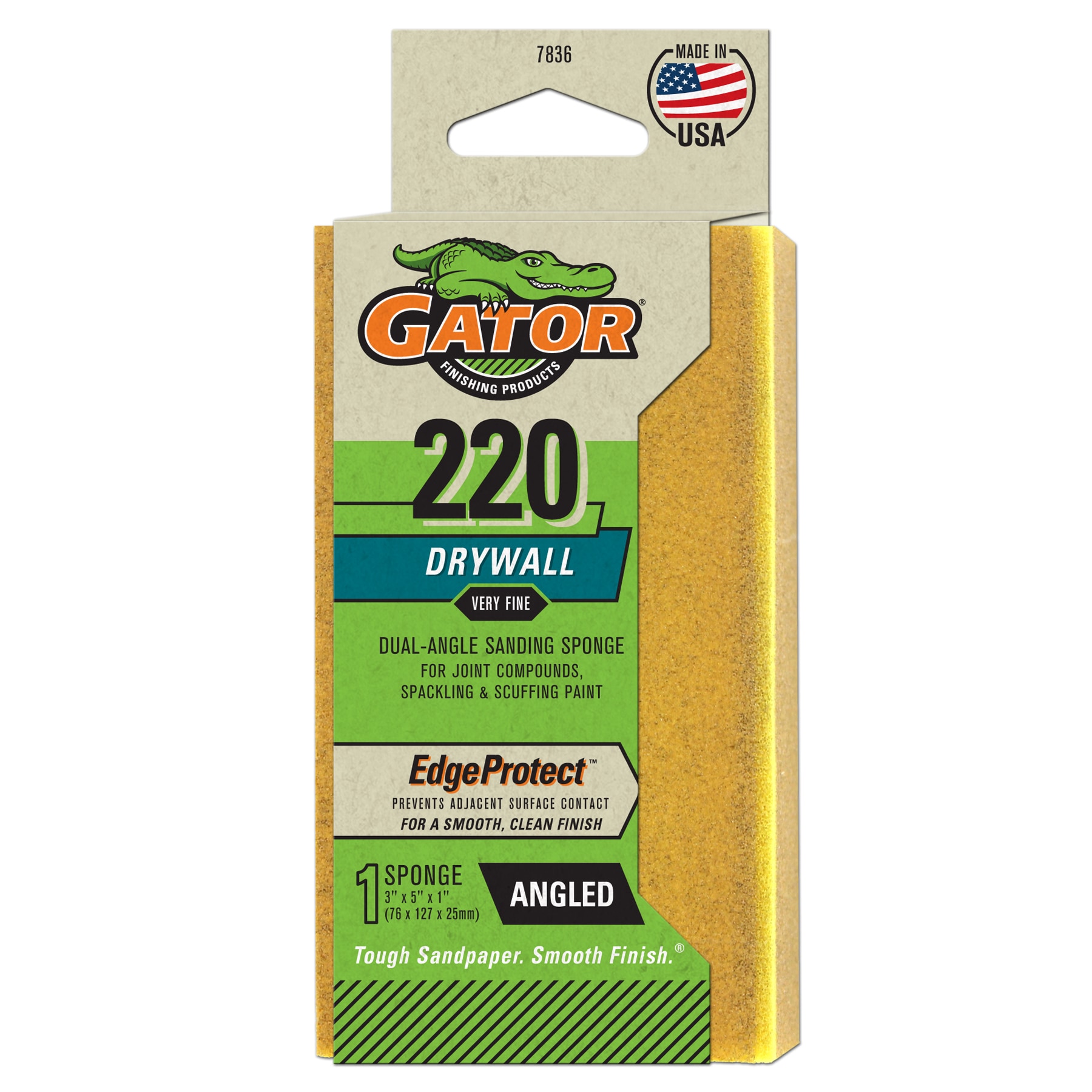 Gator Fine 220-Grit Sanding Sponge 3-in x 1-in | 7836-20