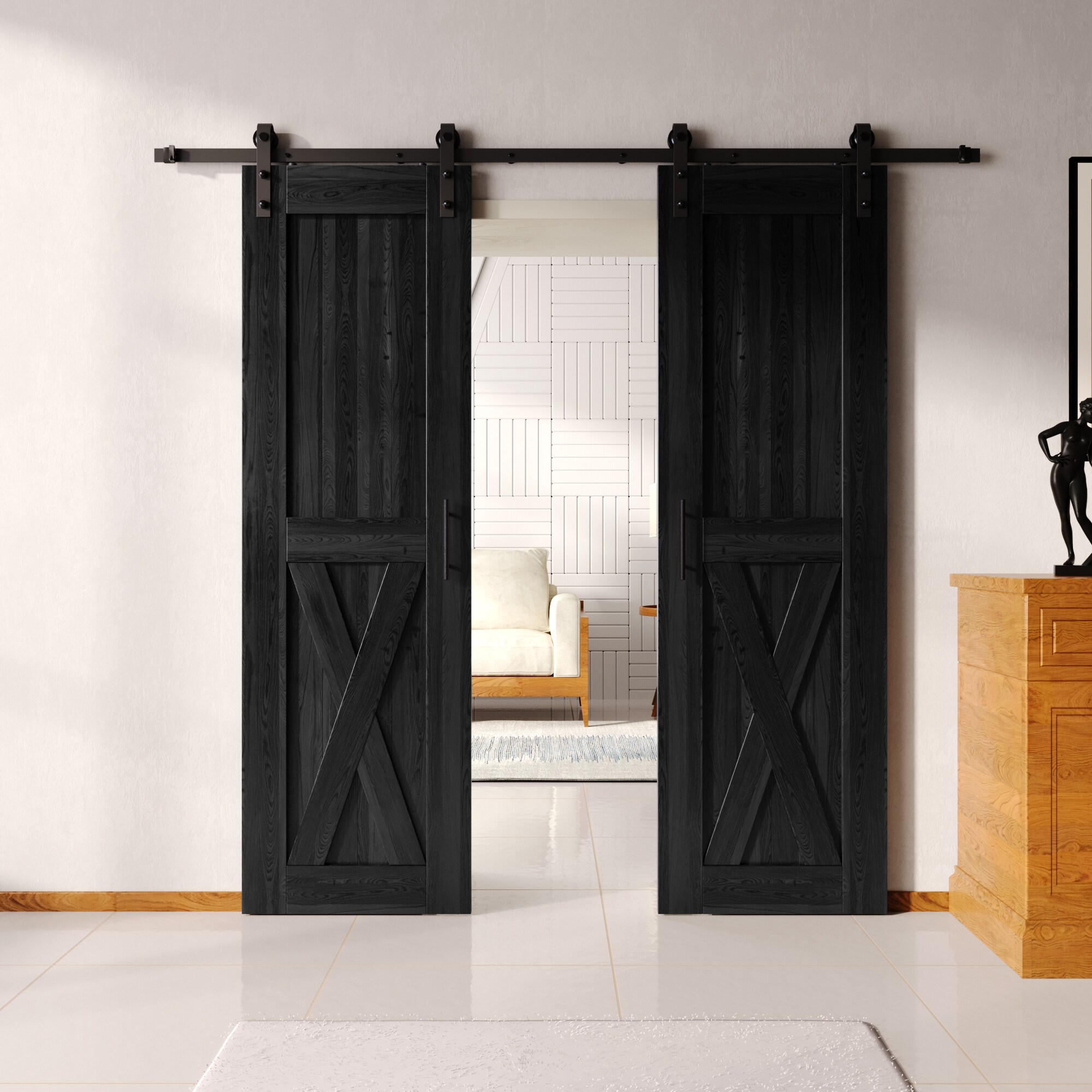 HOMACER YT2TGH108C-2496-X-BK Barn-Doors - View #8