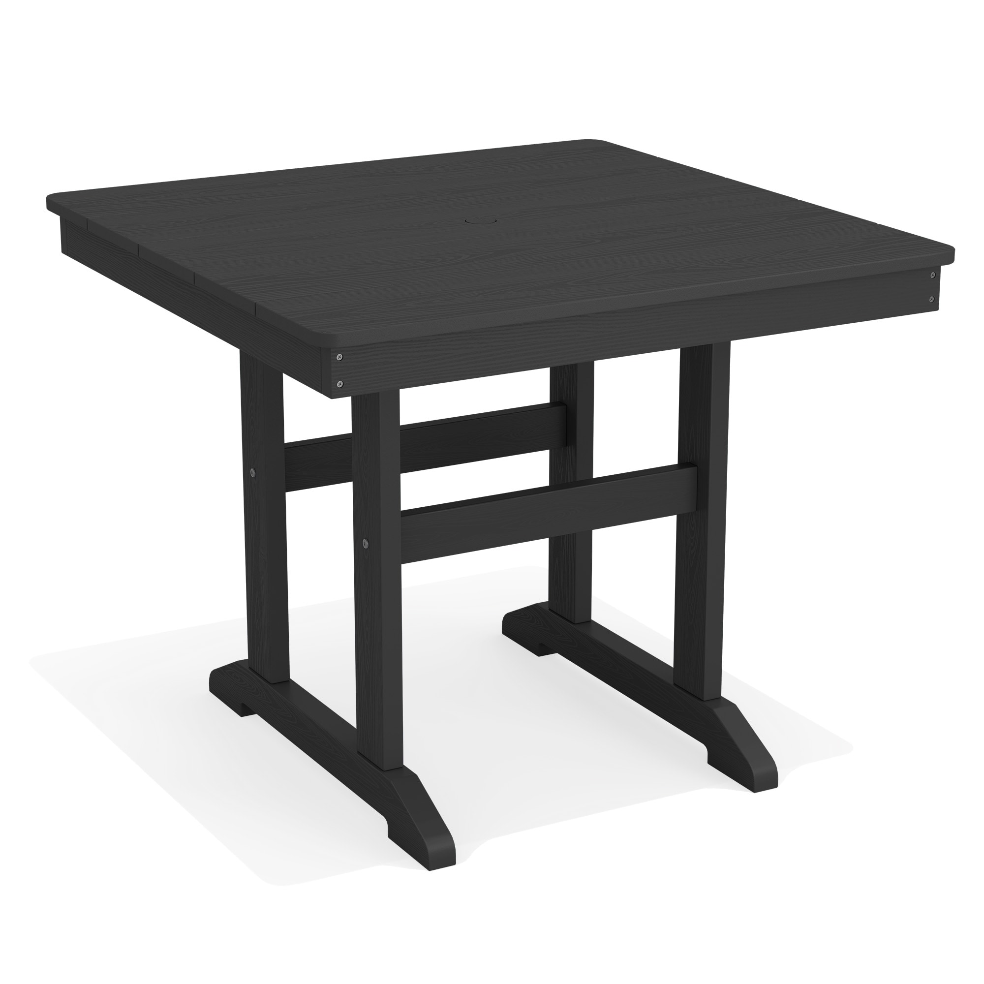 Serwall - Outdoor Weatherproof 35.8 Inch Square HDPE Black Patio Dining Table for 4 with 1.7 Inch...