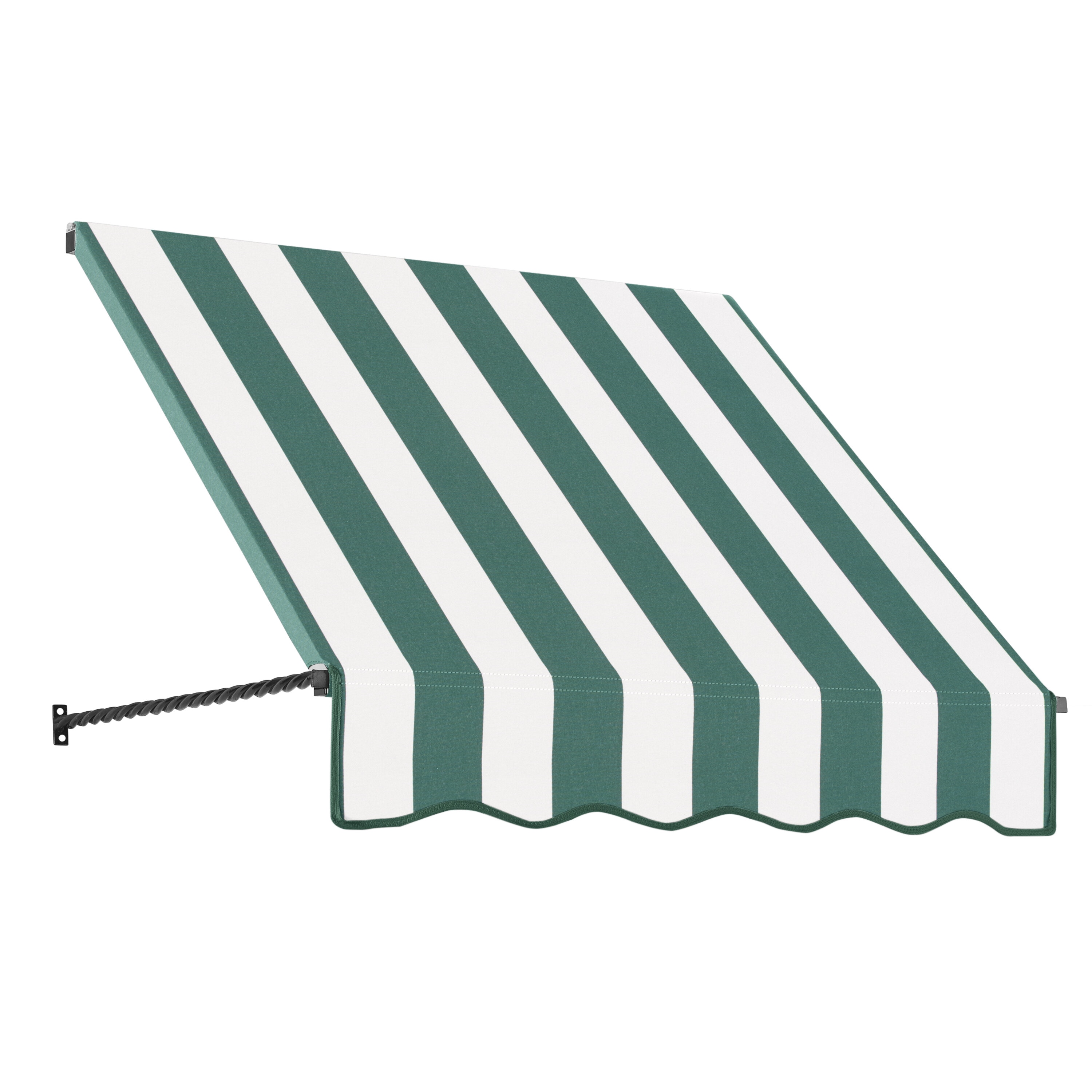 Awntech SANT22-L-3FW Santa Fe 40.5-in Wide x 24-in Projection x 31-in Height Fabric Forest/White Stripe Striped Fixed Window/Door Awning