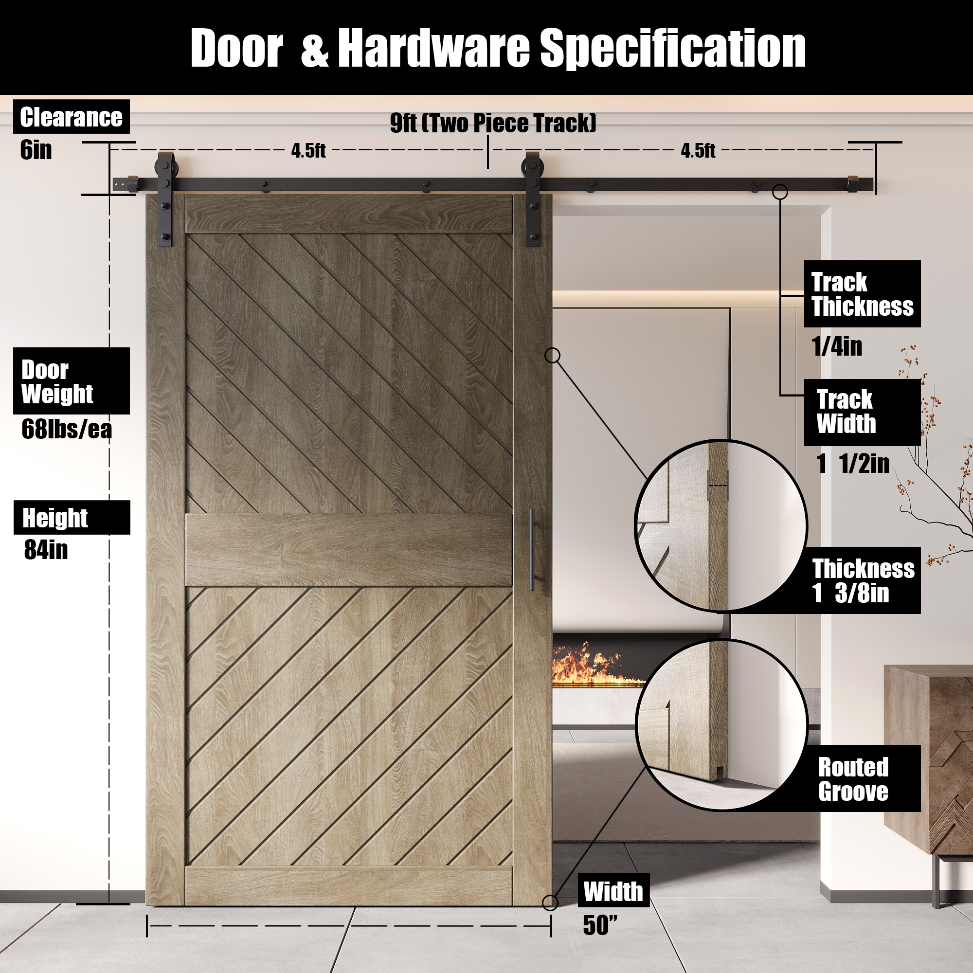 HOMACER YT1H108C-XT4-5084-GR Barn-Doors - View #2