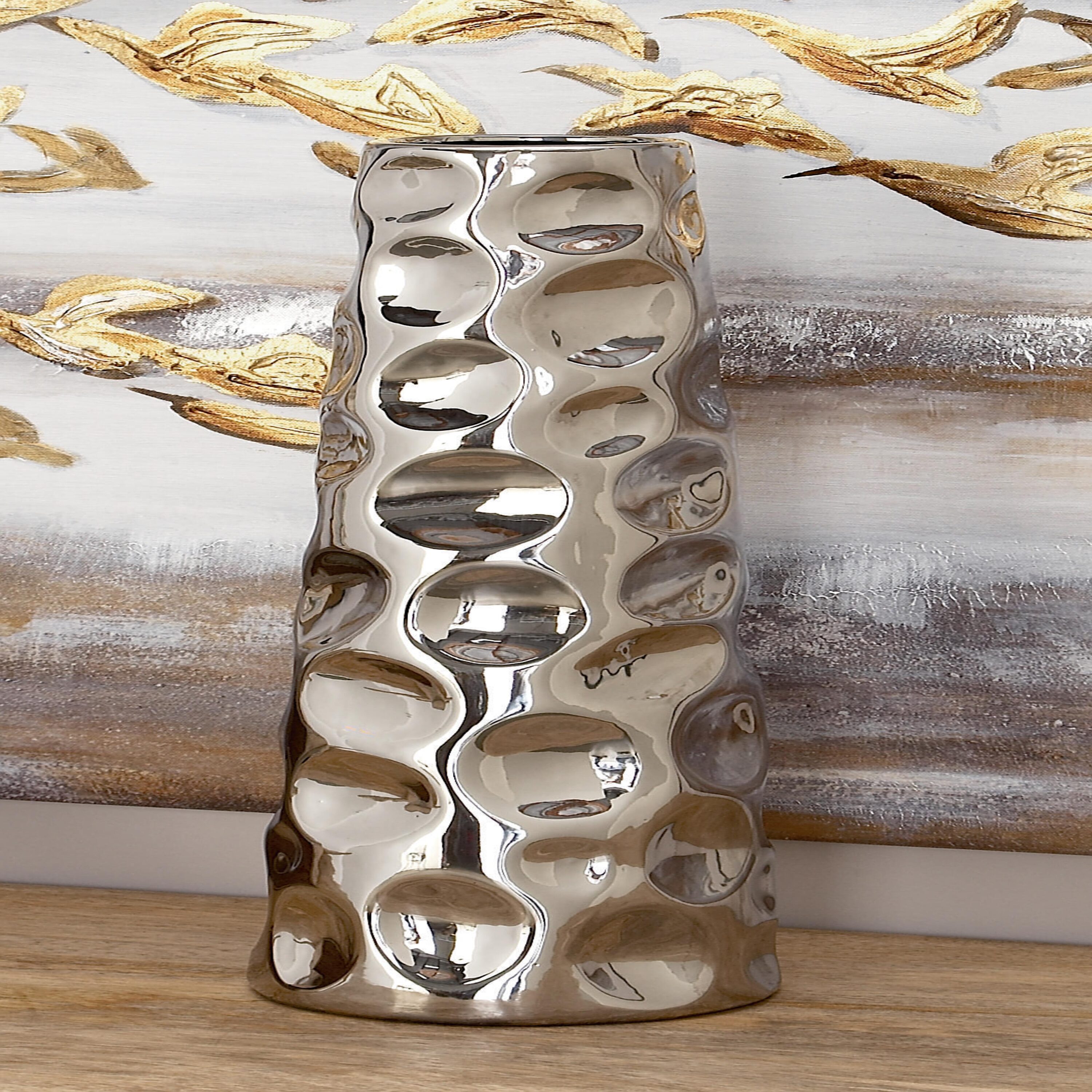 Grayson Lane 71674 Silver Ceramic Glam Vase