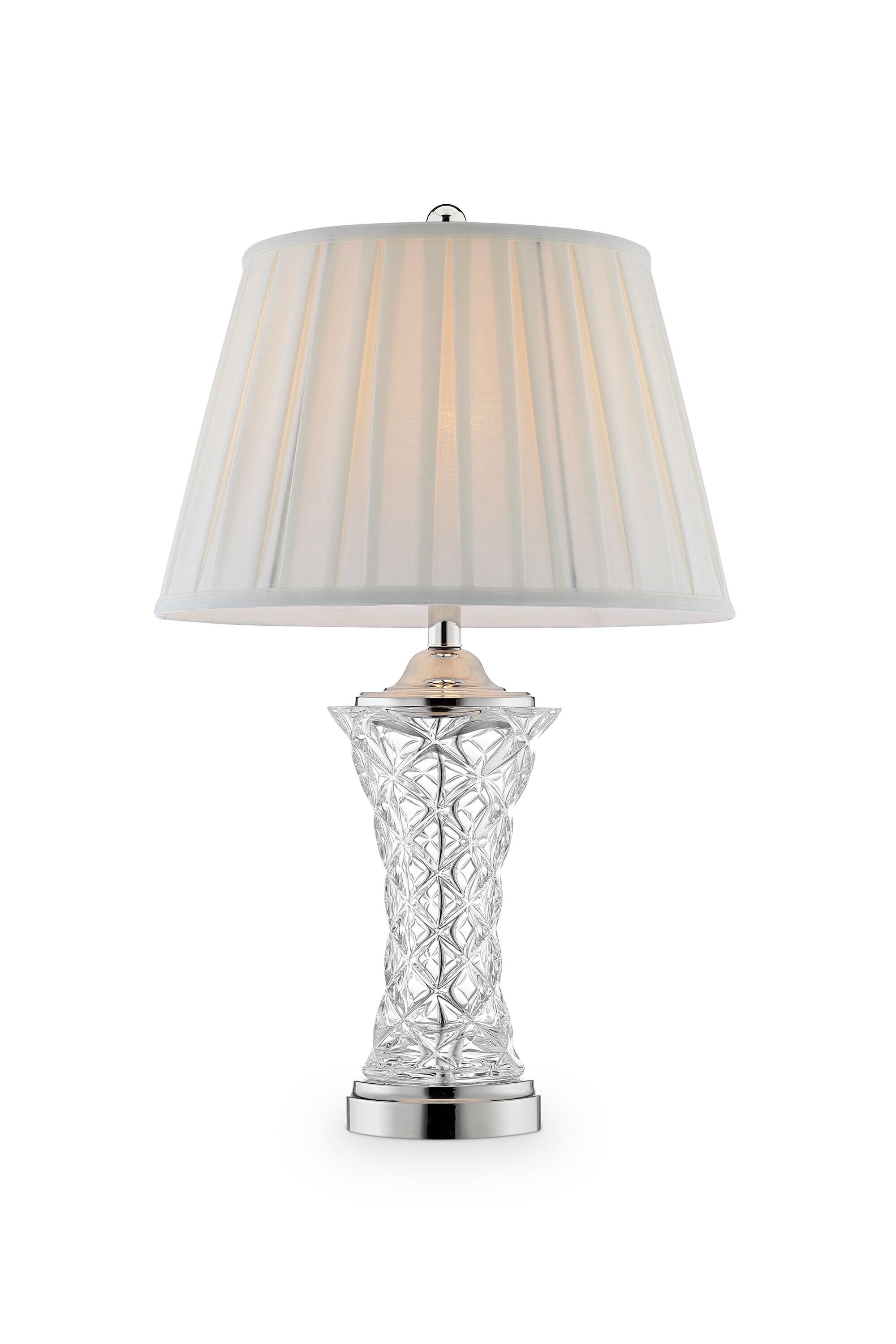 ORE International K-5716T Cordelia In 28.5-in Clear and Chrome 3-way Table Lamp with Linen Shade