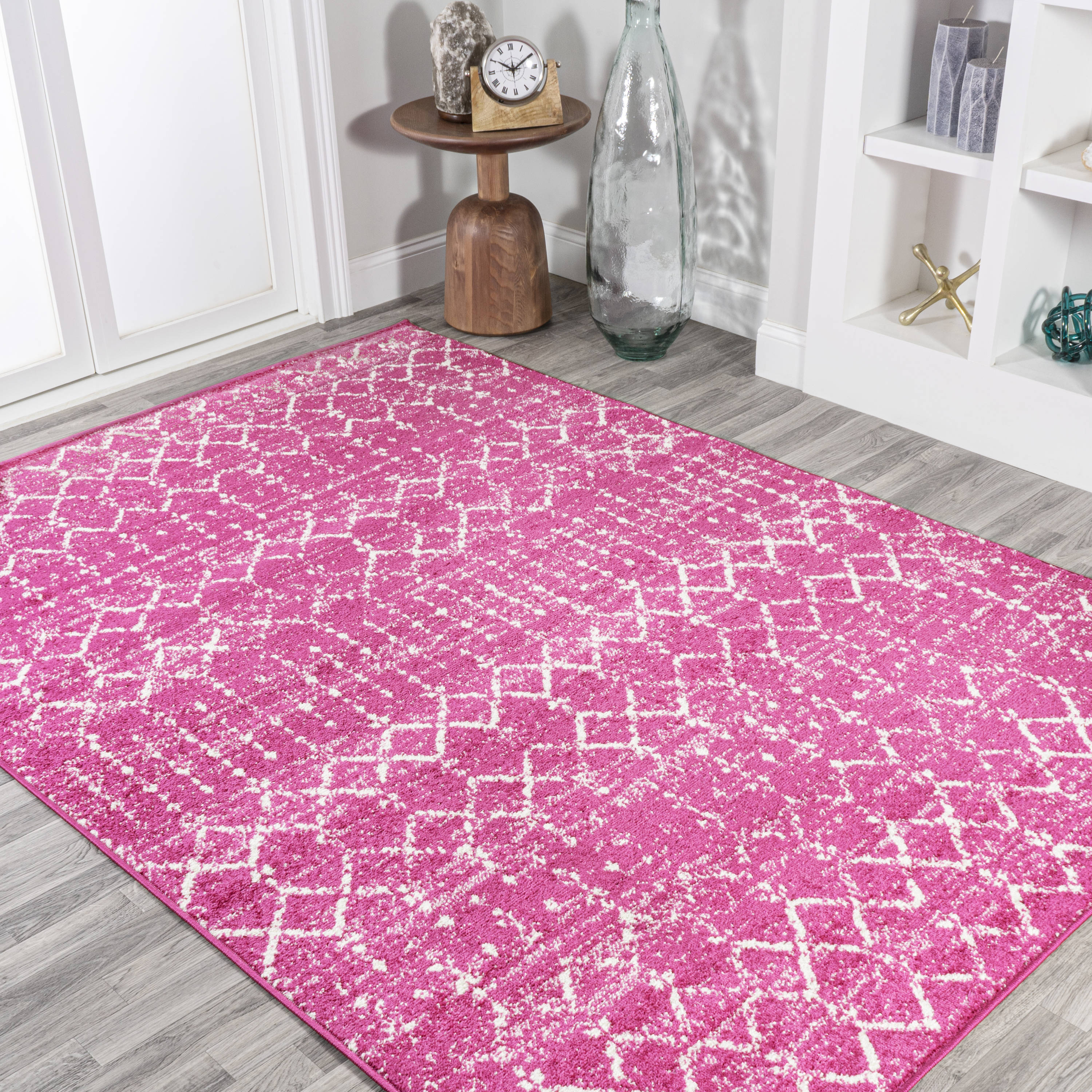 Fancy Moroccan Trellis Non-Slip Area Rug Rubber Backed - 3'4 x 5