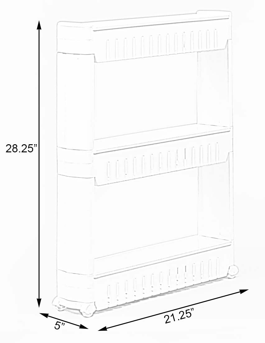 Basicwise White Rectangular Plastic Shelf Organizer Basket with Handles