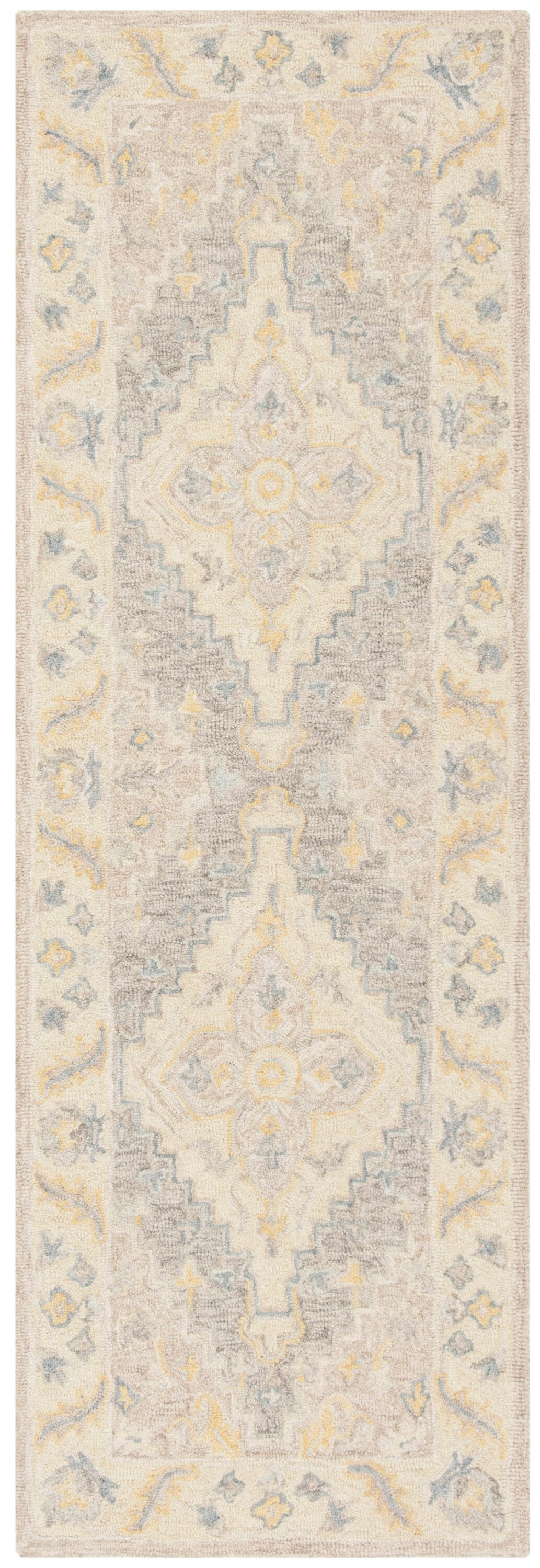 Beige and Gray Hand-Tufted Wool Runner Rug