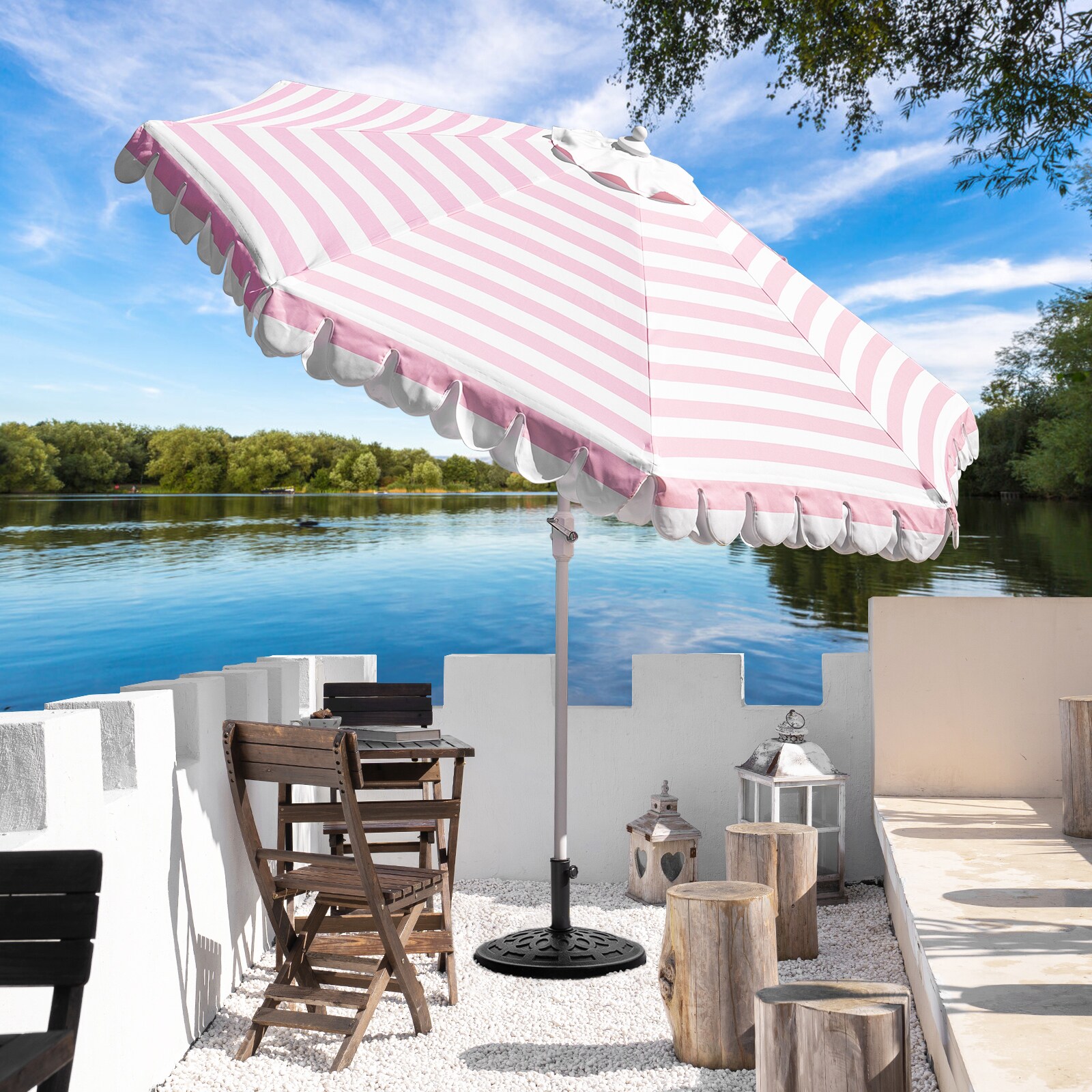 GARSING 9FT-SKIRT-PINKWHITE Umbrellas-2 - View #3