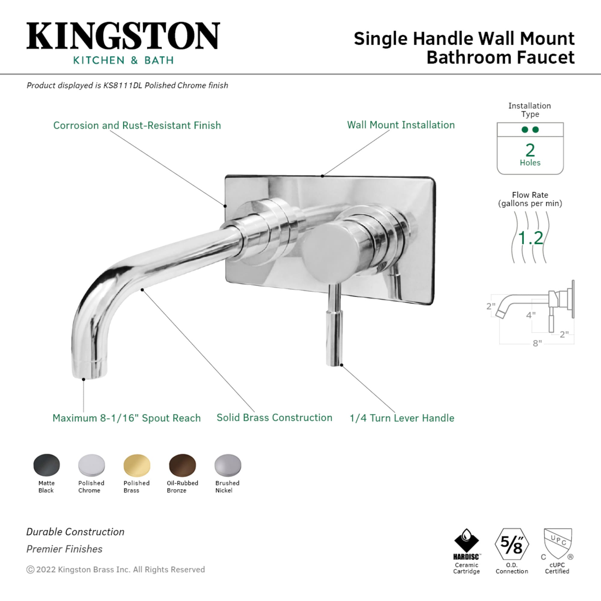 Elements of Design ES8115DL Lavatory-Faucets - View #3