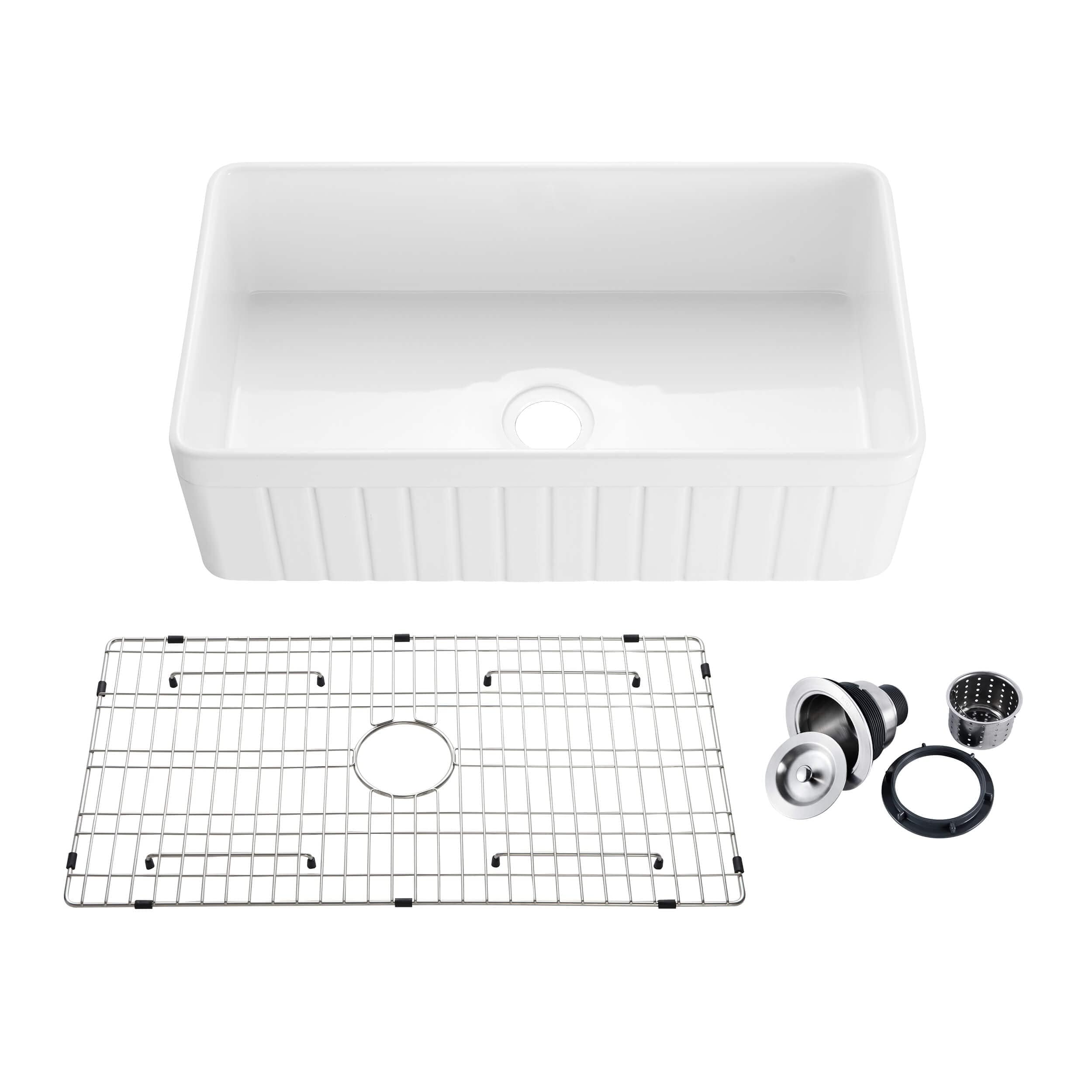 Innobule SINK Farmhouse apron front 33-in x 18-in Fireclay Single bowl Kitchen Sink