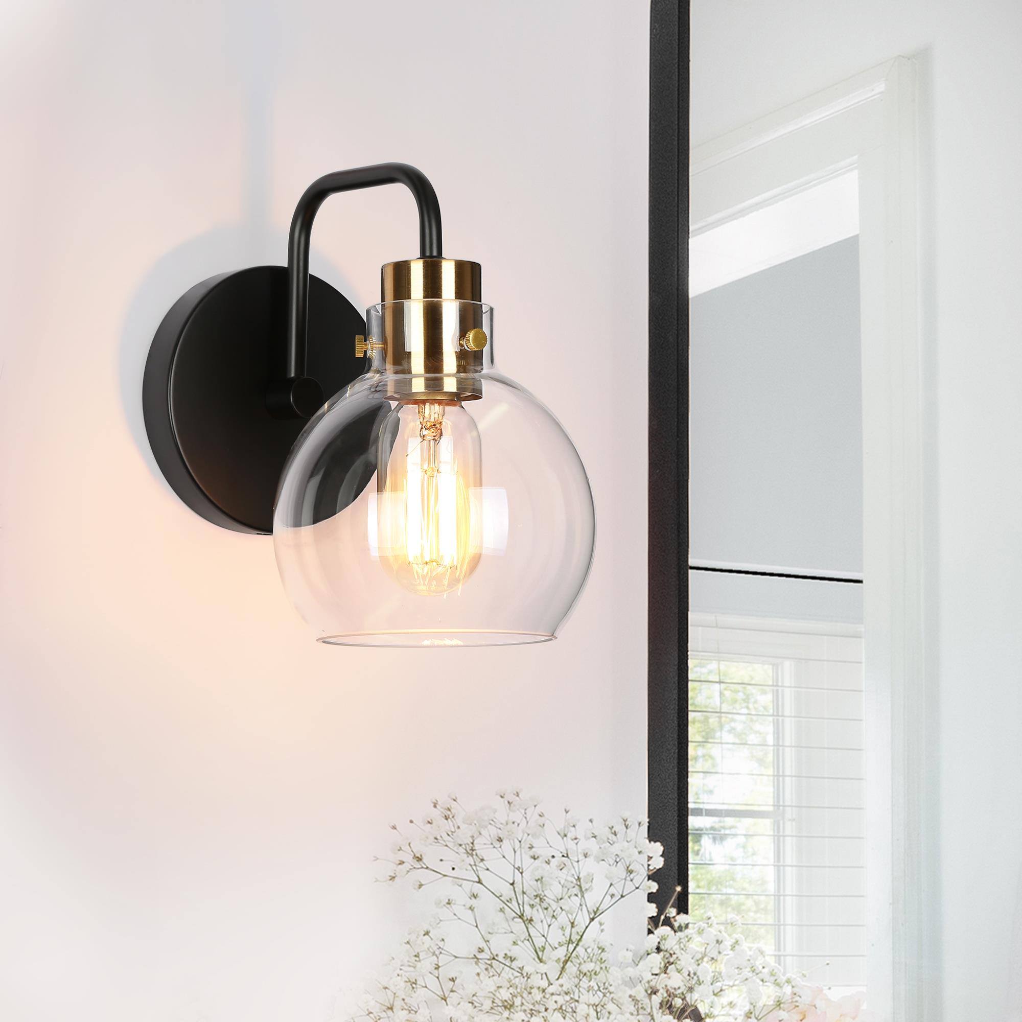 ZEVNI Hedda 5.5-in W 1-Light Satin Black Transitional LED Wall Sconce ...