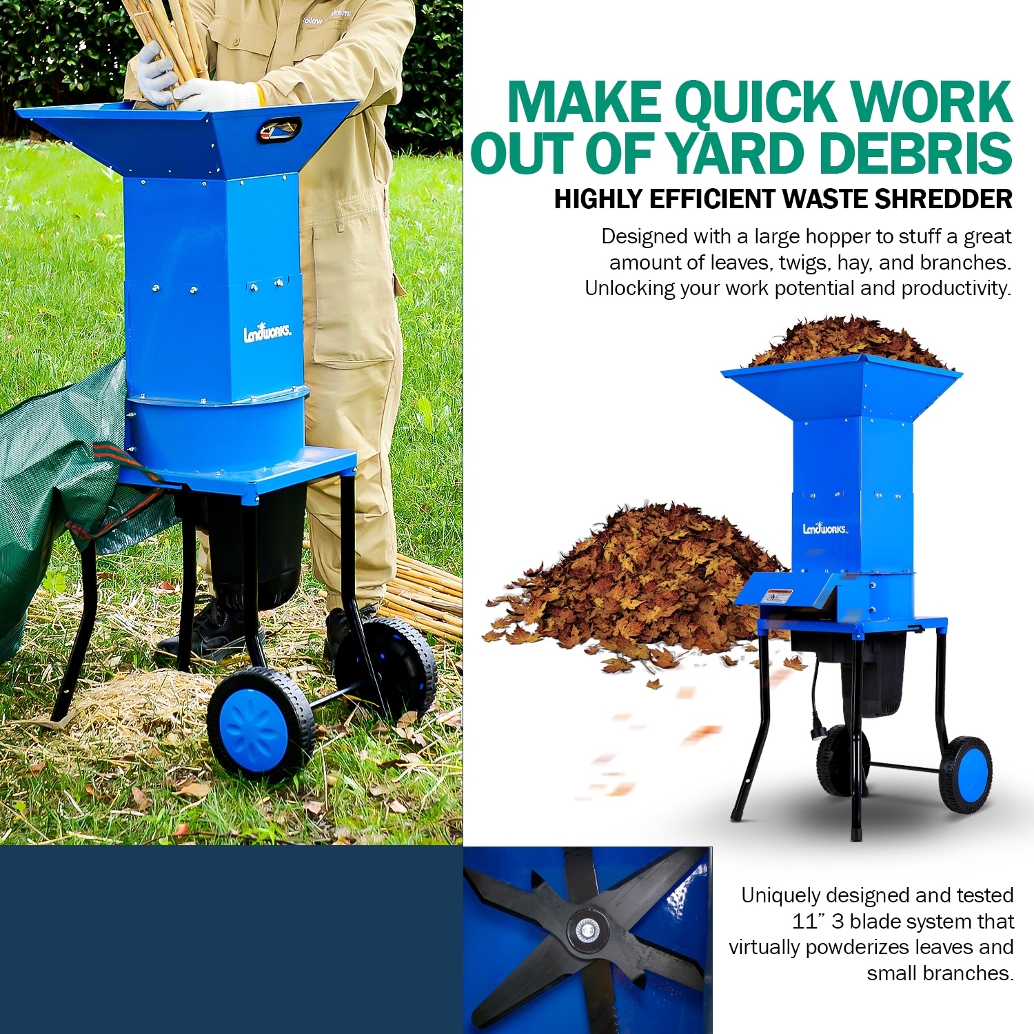 Yard Force 22 Corded Electric Leaf Shredder With Accessory Kit