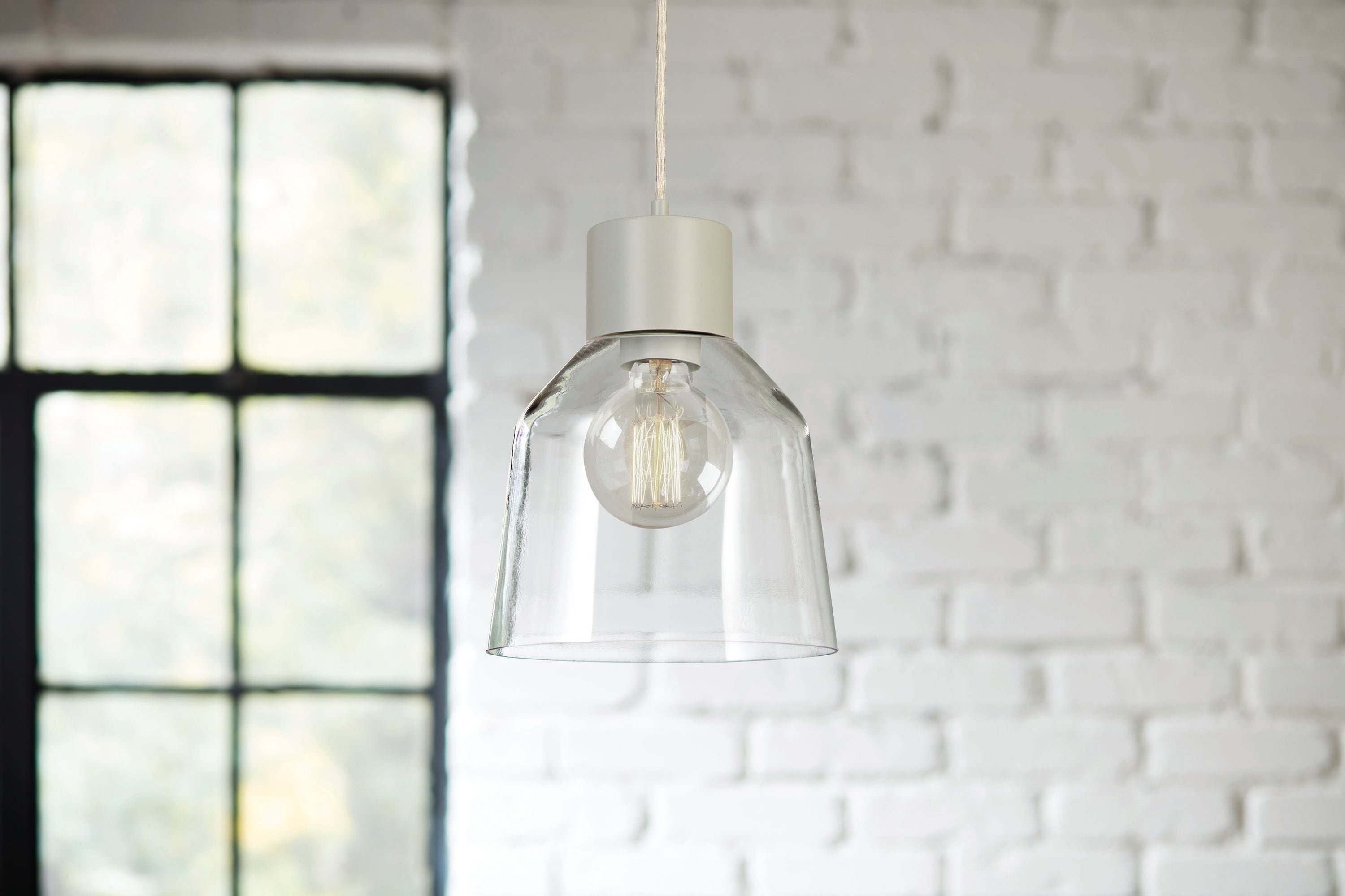Mackensie Gray French Country/Cottage Clear Glass Bell Mini Hanging Pendant Light | - allen + roth KIL8991A GY