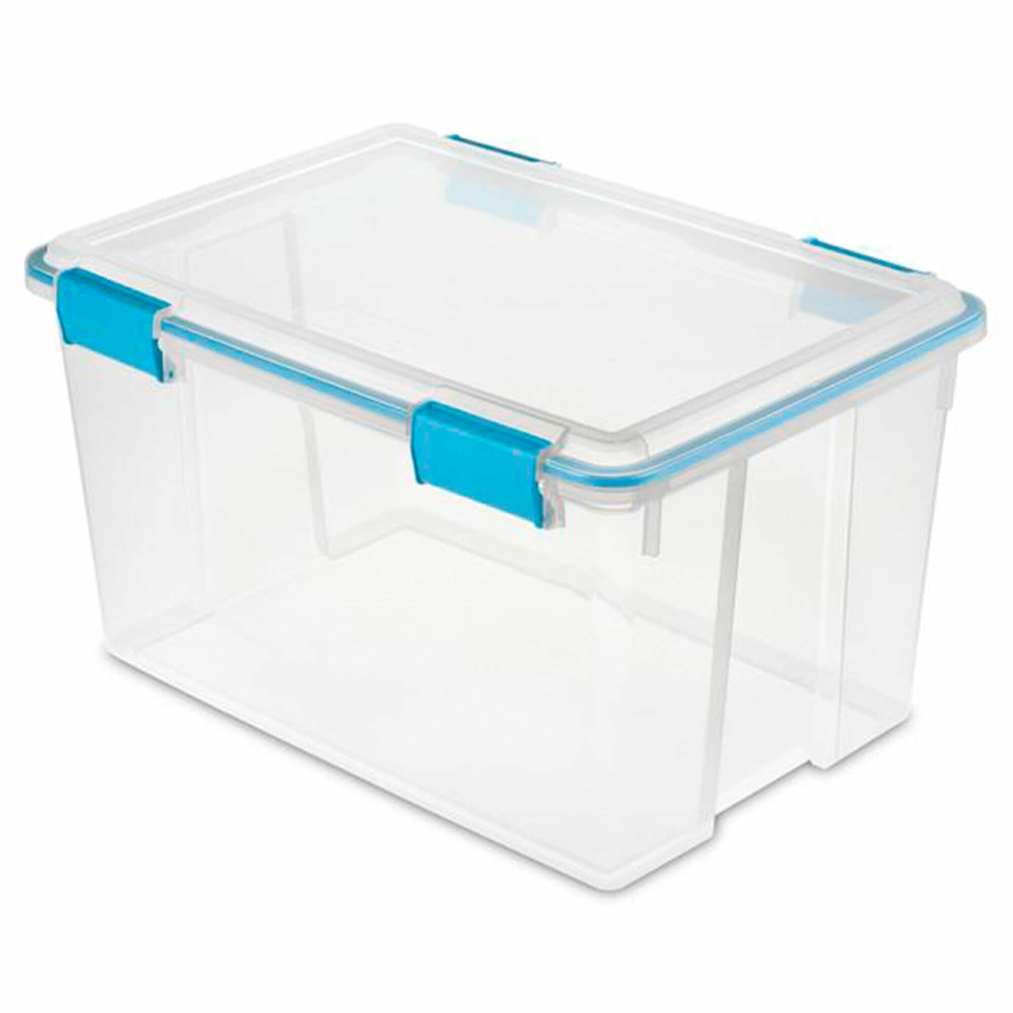 Sterilite Medium Clip Box, Stackable Small Storage Bin With Latching Lid,  Plastic Container To Organize Office, Crafts, Clear Base And Lid, 4-pack :  Target