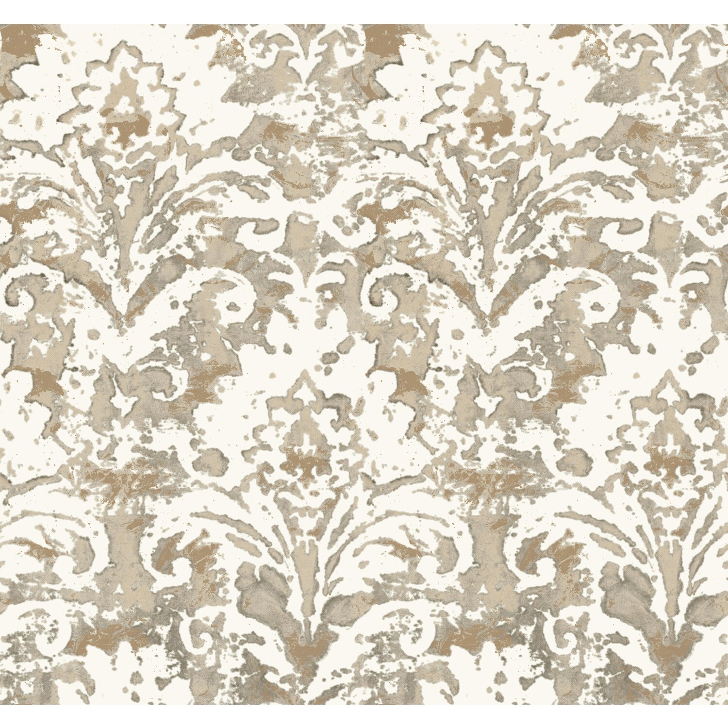 York Wallcoverings Tan Batik Damask Wallpaper in the Wallpaper