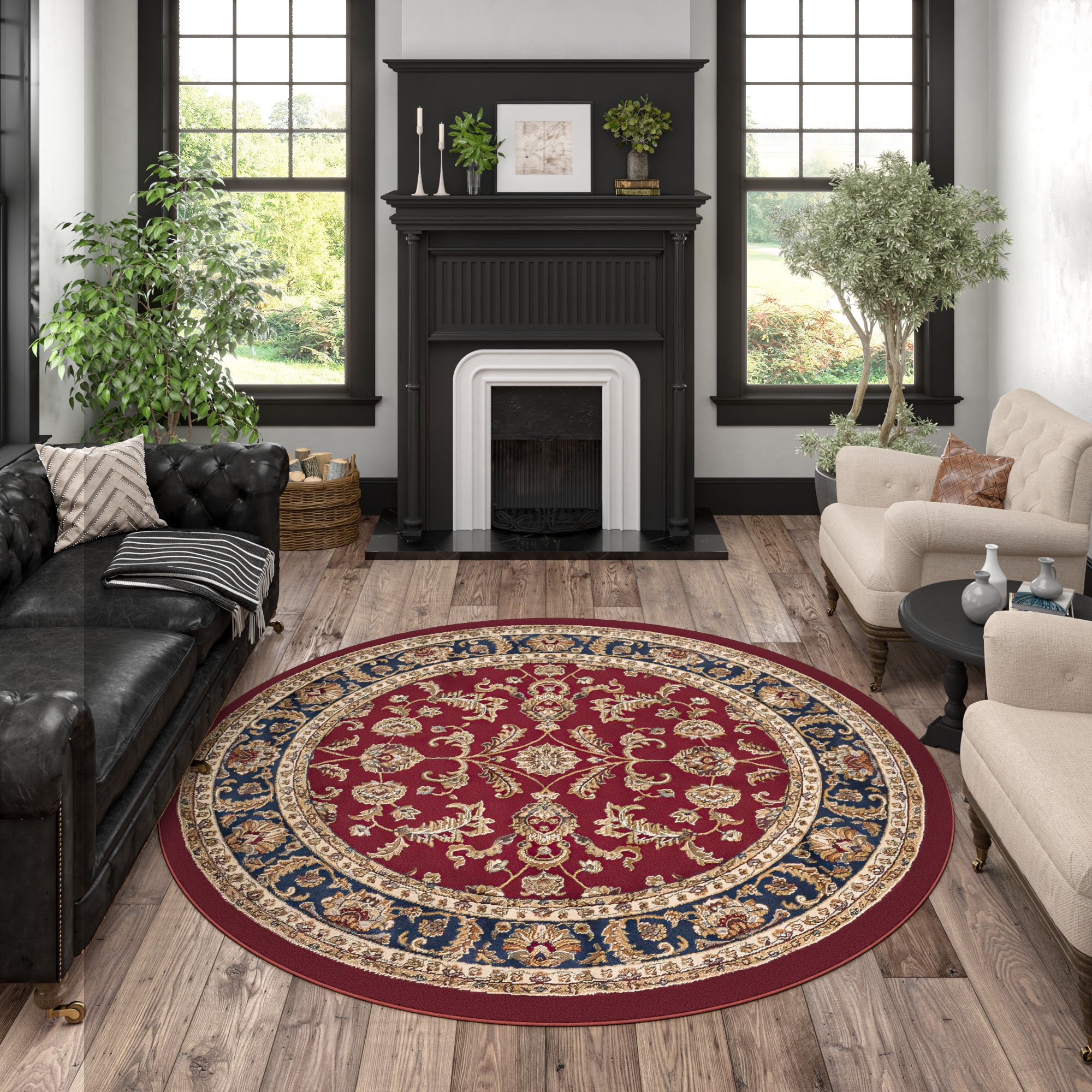 Tayse SNS4790 8RND Sensation 8 x 8 (ft) Loomed Polypropylene Red Round Indoor Area rug