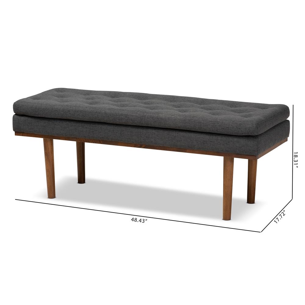 Baxton Studio Arne Midcentury Dark Grey Walnut Accent Bench 48.4