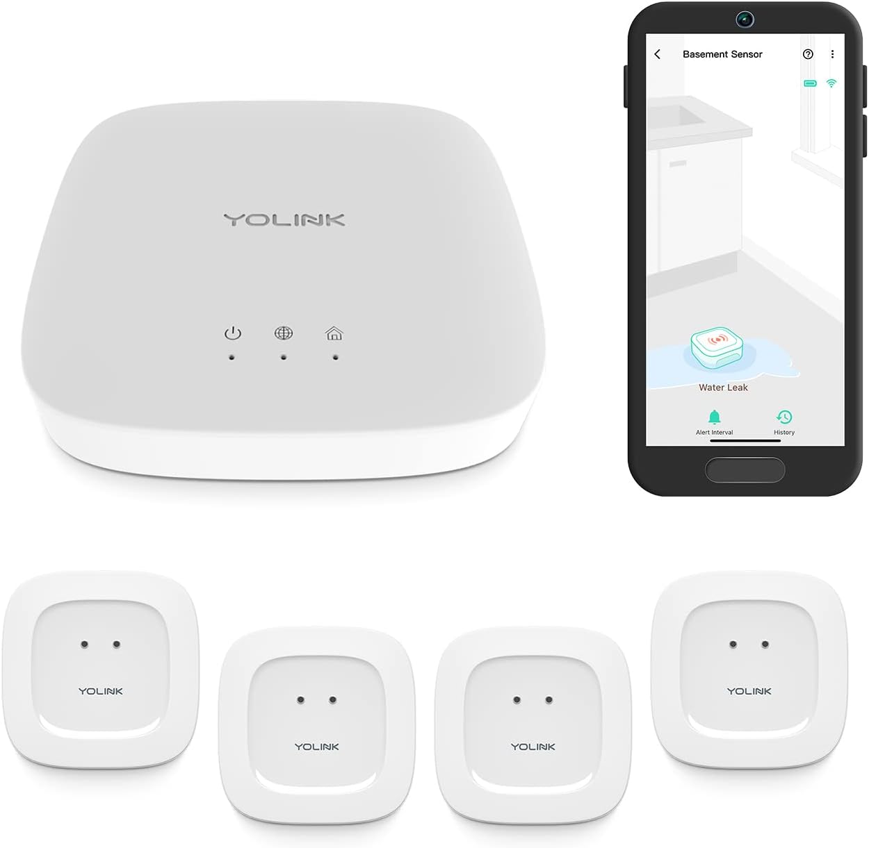 WiFi Water Sensor , Smart Water Leak Detector, Tuya APP Free Remote  Monitoring of Leaks, App Alerts,Remote Notification for Laundry, Basement