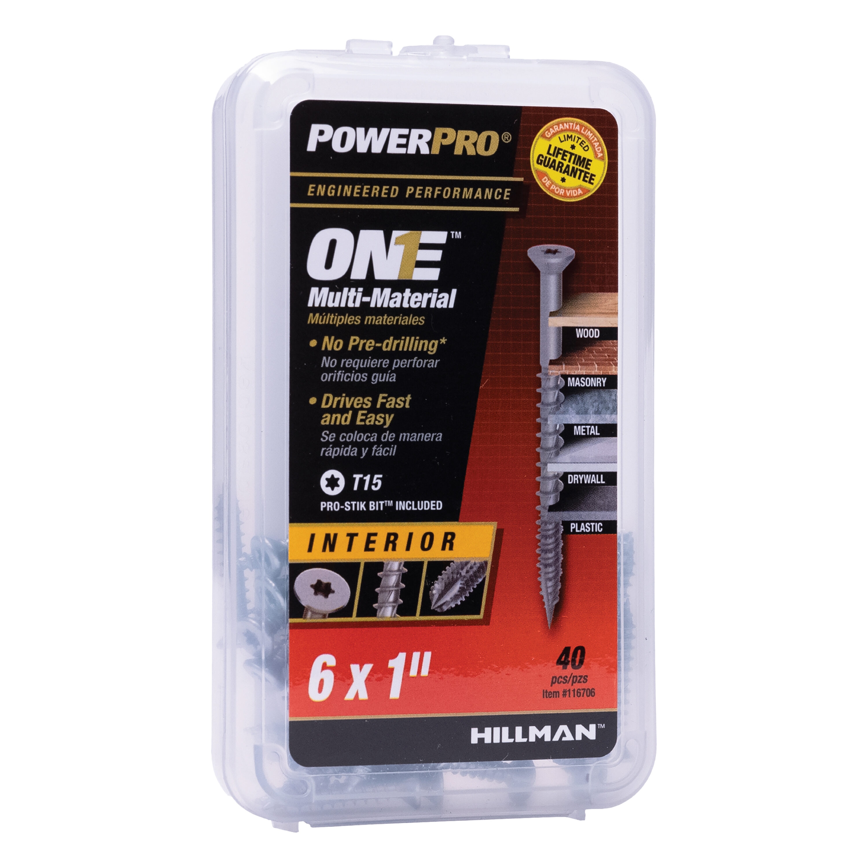 Power Pro 116706 One #6 x 1-in Zinc-plated Interior Wood screws ( 40 -Per Box )