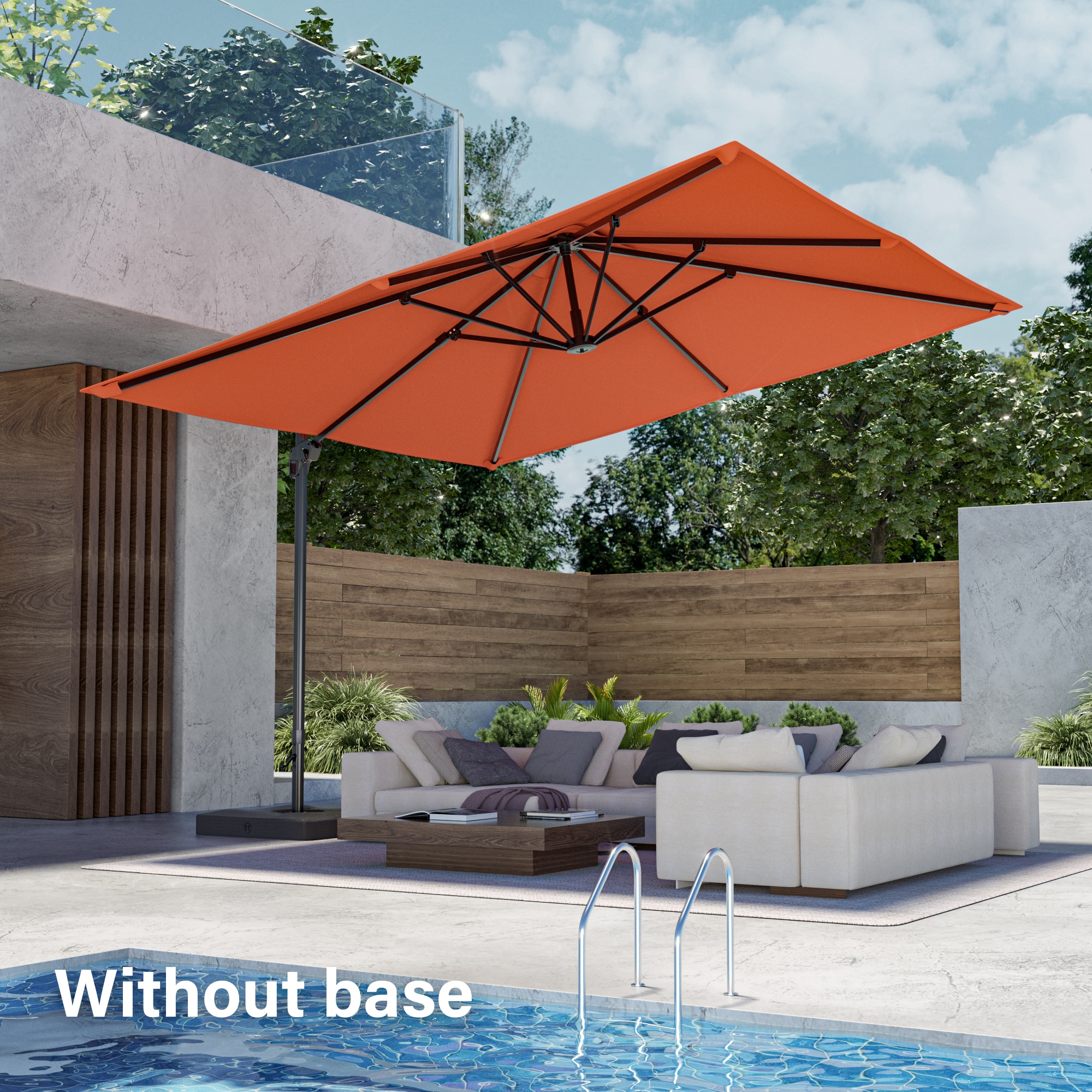 ACEGOSES LW-1010-RD 10-ft Aluminum Red No-tilt Cantilever Patio Umbrella