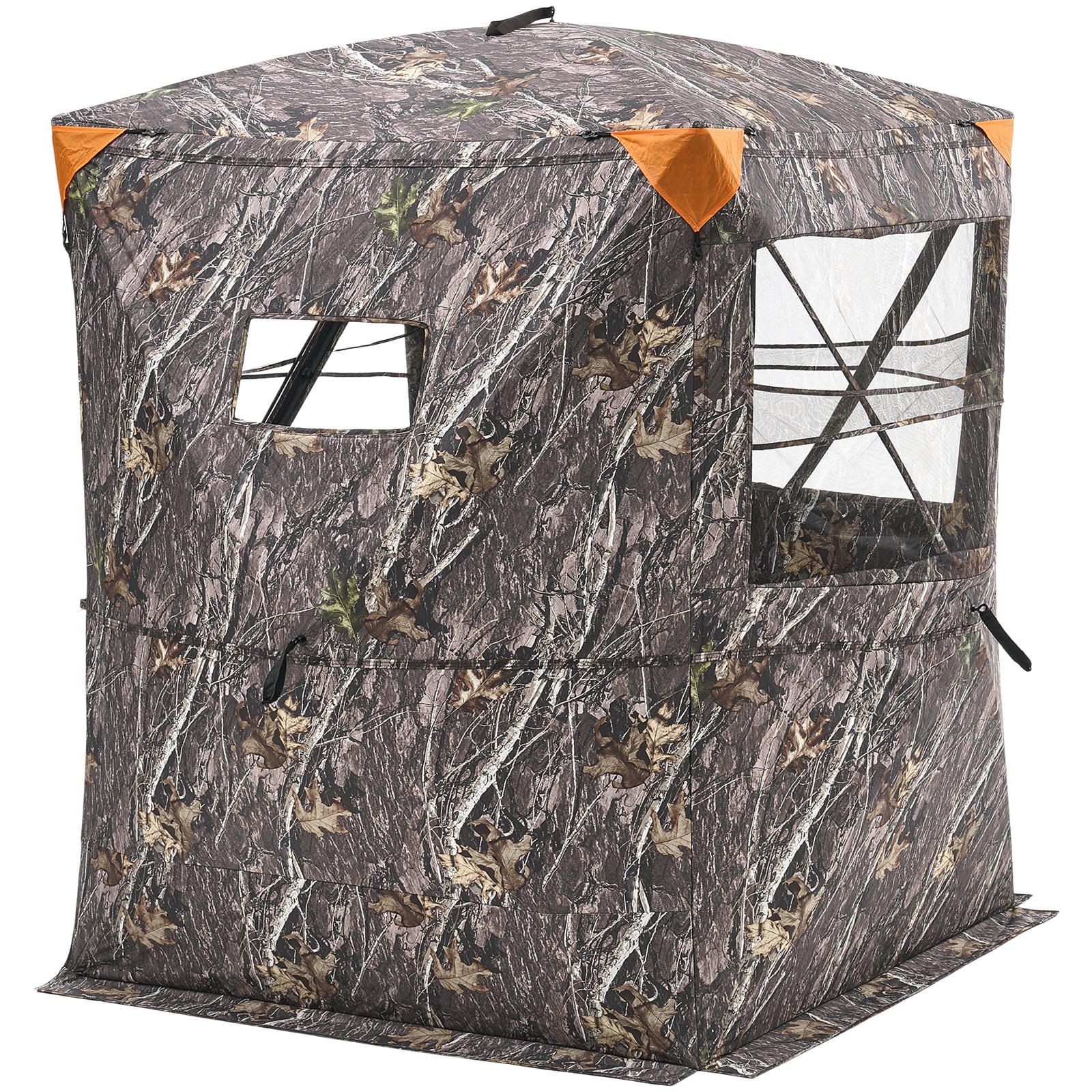 VEVOR Hunting Blind 2-3 Person Thermal Ground Blinds with Tri-Leg Chair and Carrying Bag Portable Camouflage Tent Durable Concealed Shelter with Silent Zipper Door and Window for Turkey Deer